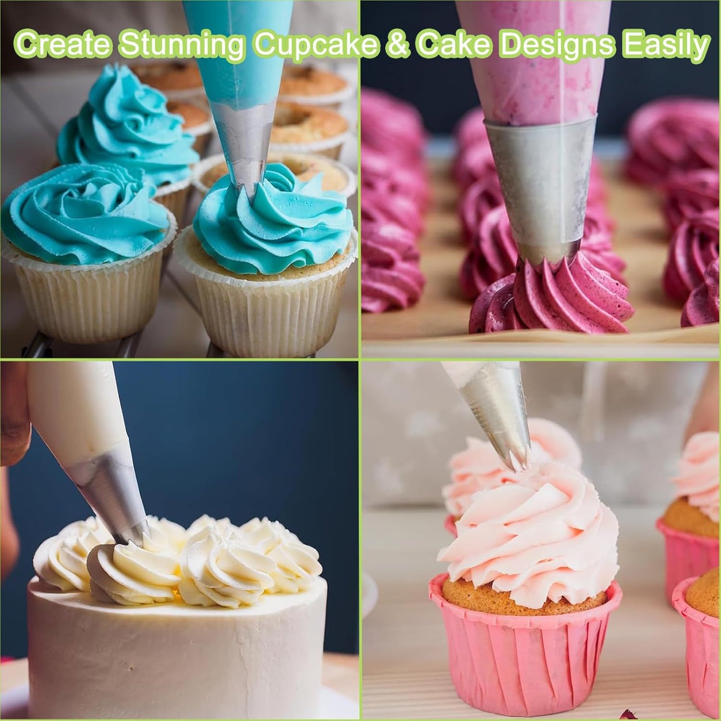 24-Piece Russian Piping Tips Set, Cake Decorating Kit with 9 Frosting Nozzles, Reusable Piping Bags, and Baking Supplies for Cupcakes, Cookies, Cakes - Ideal for Bakers & Beginners