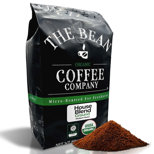 The Bean Organic Coffee Company House Blend, Medium Roast, Ground Coffee, 5-Pound Bag, Café molido tostado orgánico