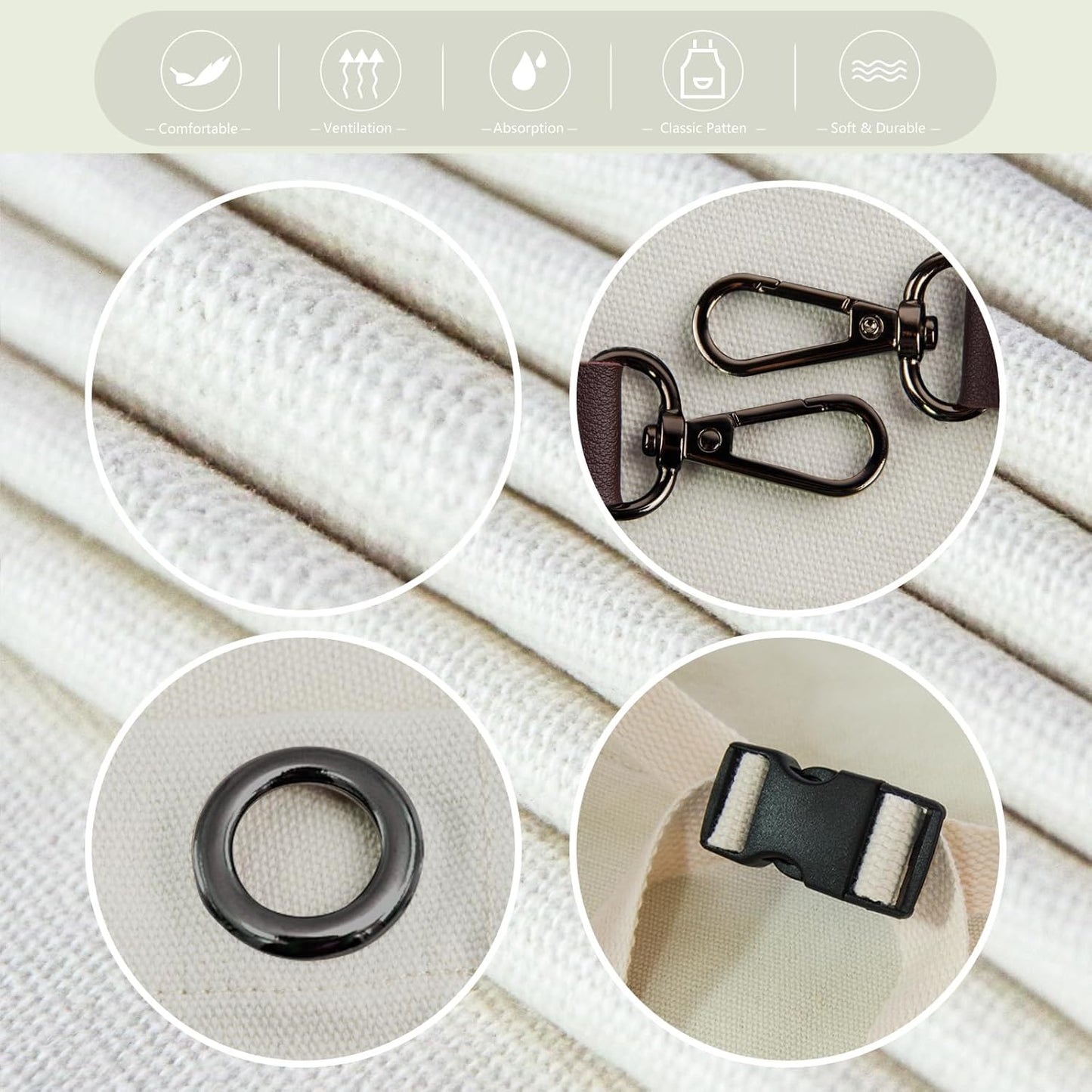 Kitchen Apron, Work Apron, Canvas, Multiple Pockets, Gardening, Painting, BBQ, Artist, Carpenter, Sizes M to XXL, White