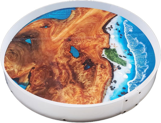 Resin Mold Large Round Deep -Kalinta 24inch Reusable Epoxy Round Molds for Resin Clock, Serving Tray Board, End Table，Floral Preservation Bouquet