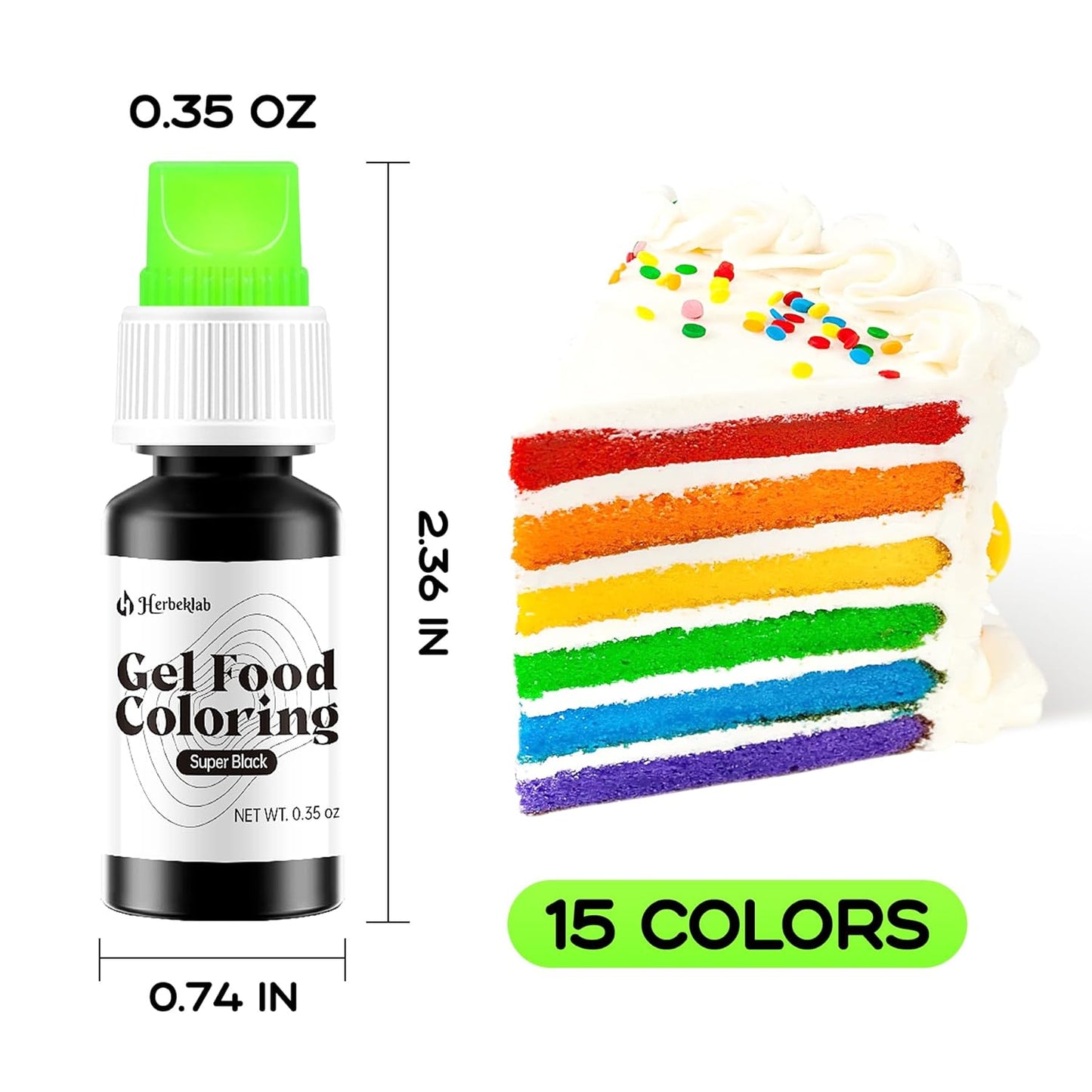 Gel Food Coloring 15 Colors x 0.35 oz Concentrated Gel Based Food Dye Vibrant Icing Colors Neon Edible Food Color for Icing Baking Cake Decorating Cookies Slime, 10g / Bottle