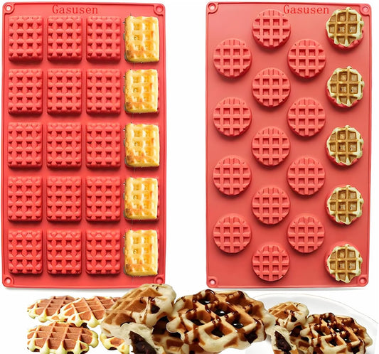 Silicone Waffle Mold Set, 2PCS/Set 18/20 Cavity Mini Silicone Waffle Mold Waffle Making Mold, Non-stick Cake Cookie Chocolate Making Mold for Baking
