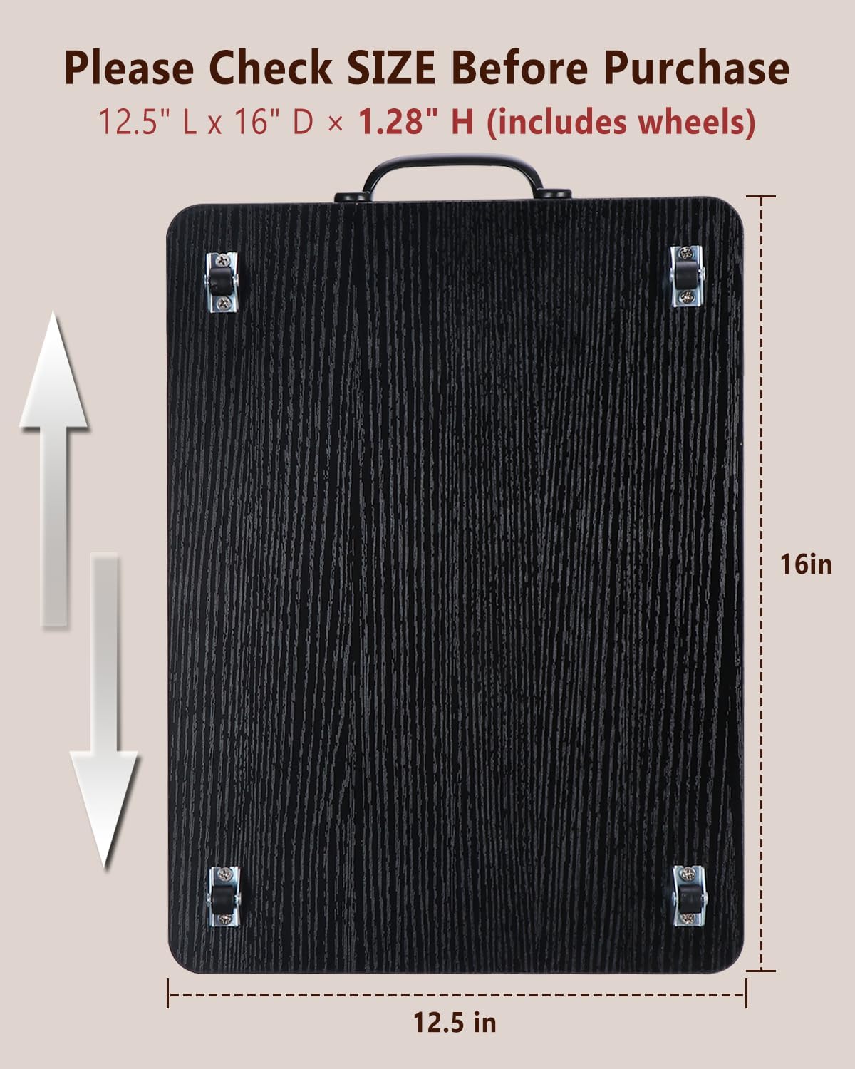 Appliance Slider, Sliding Tray for Coffee Maker, Coffee Pot Slider for Countertop, Kitchen Appliance Rolling Tray with Rubber Wheels,Large - Long, Black(12.5” x 16”)