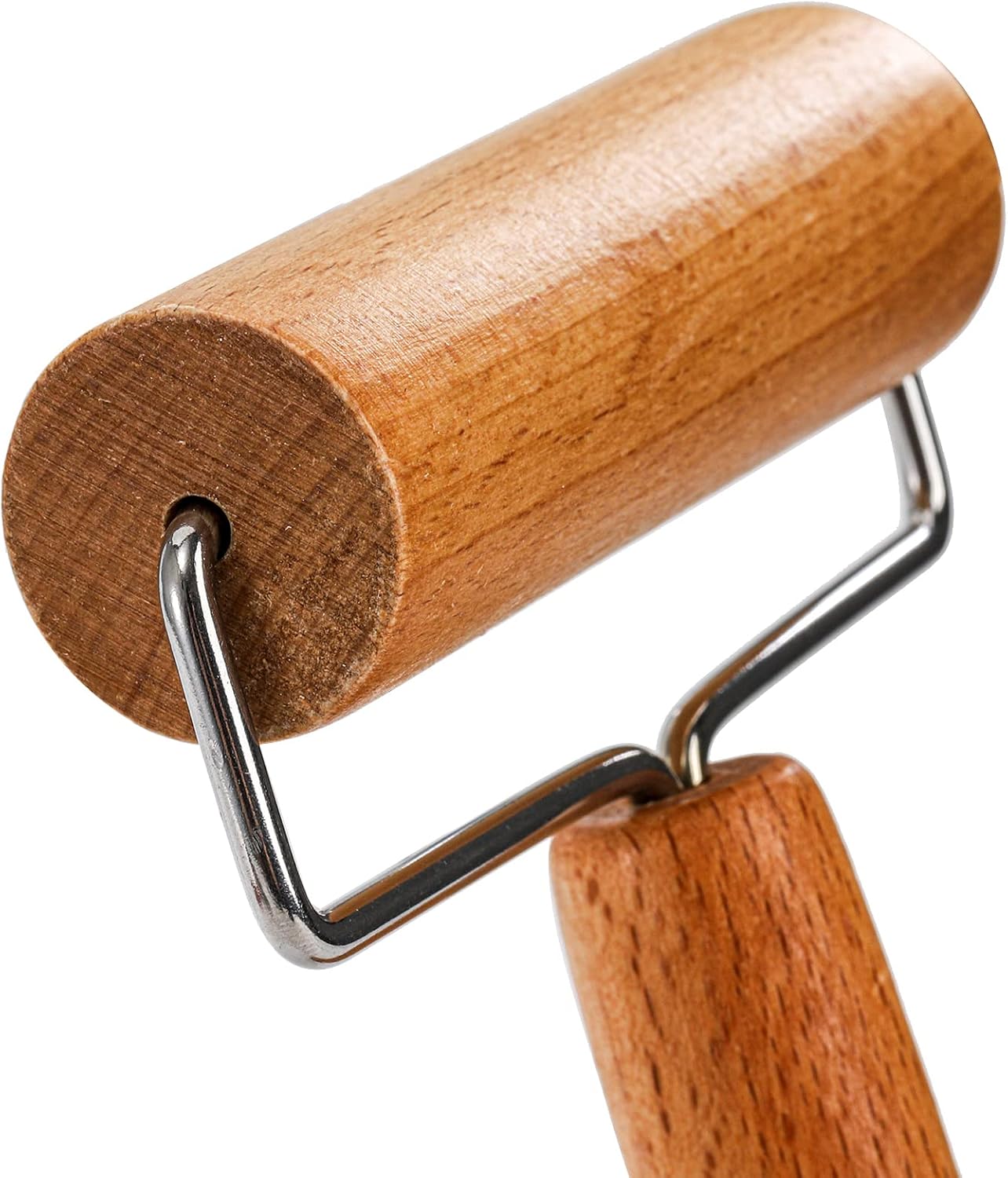 Hiceeden Set of 2 Pizza Dough Roller & Dough Docker, Stainless Steel Dough Hole Maker Puncher Wooden Rolling Pin for Pizza, Cookie, Pie, Pastry, Bread, Crust