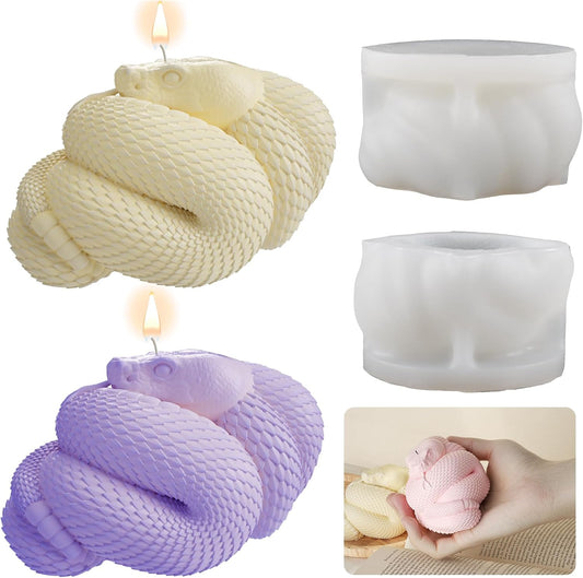 Snake Cobra Candle Resin Mold - Resin Casting Silicone Molds for Home Decor & Candle Making Wave Spiral Mold