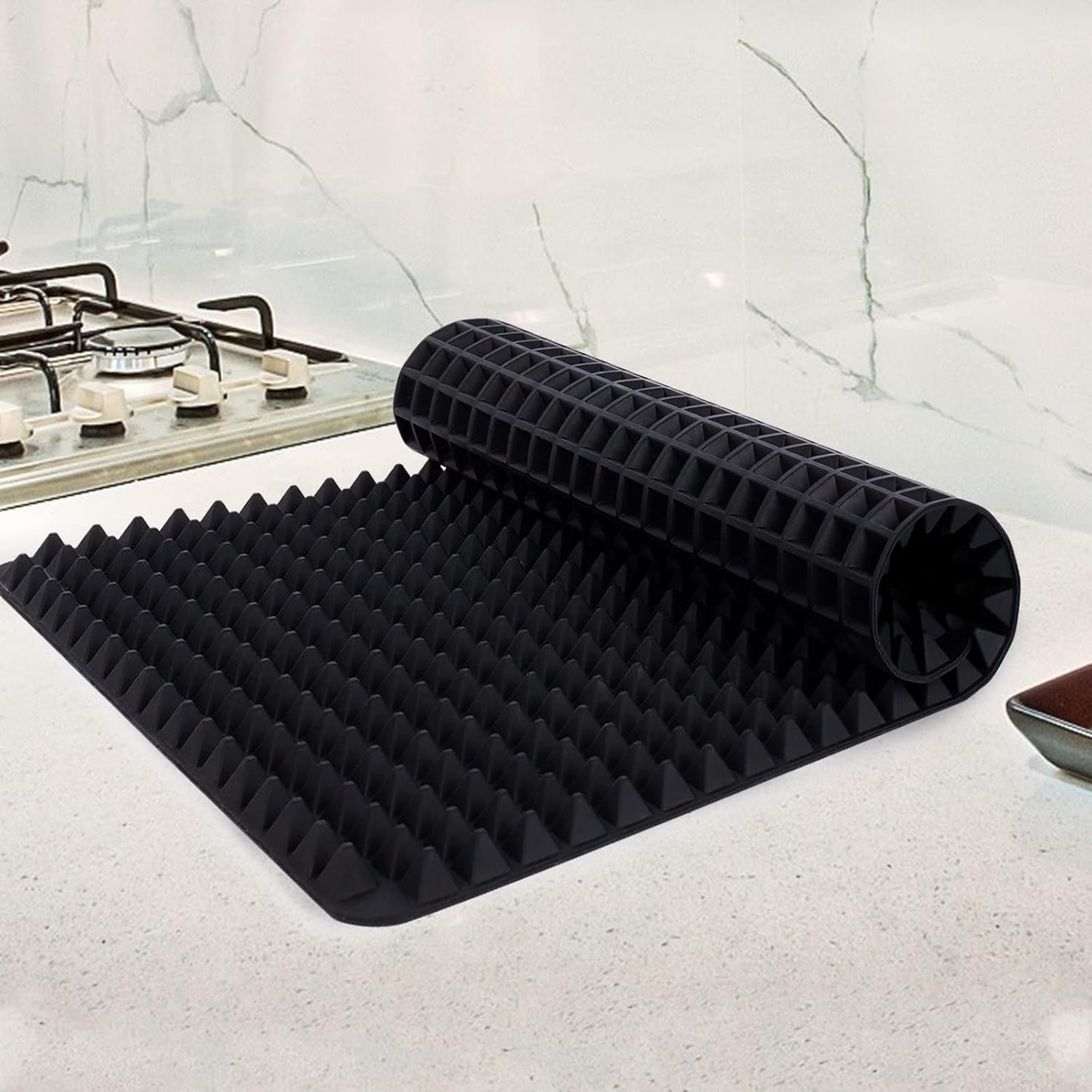 Silicone Baking Mat Red Pyramid Non Stick Bacon Microwave Tray Pastry Mats Red BBQ Grill Mat Baking Supplies oven Liners For Bottom Of Oven - 16 X 11''Silicone Mats For Kitchen Counter 1 Pack