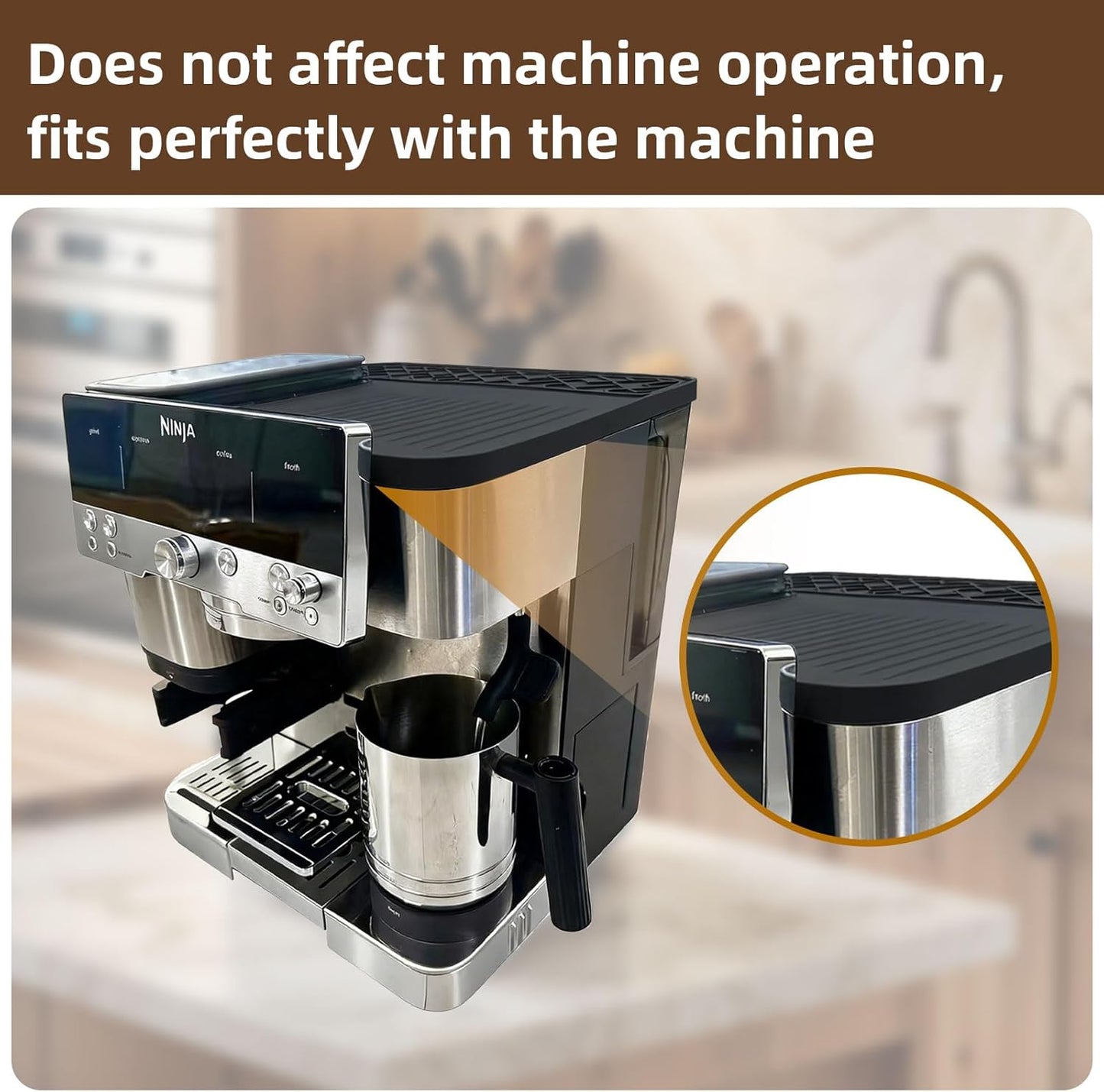 Top Silicone Coffee Mat for Ninja Luxe Espresso Coffee Machine ES601,Espresso Tamping Mat,Protects Top Surface, Food-Grade,Non-Slip,Waterproof, Heat-Resistant,Ninja Luxe Cafe Accessories