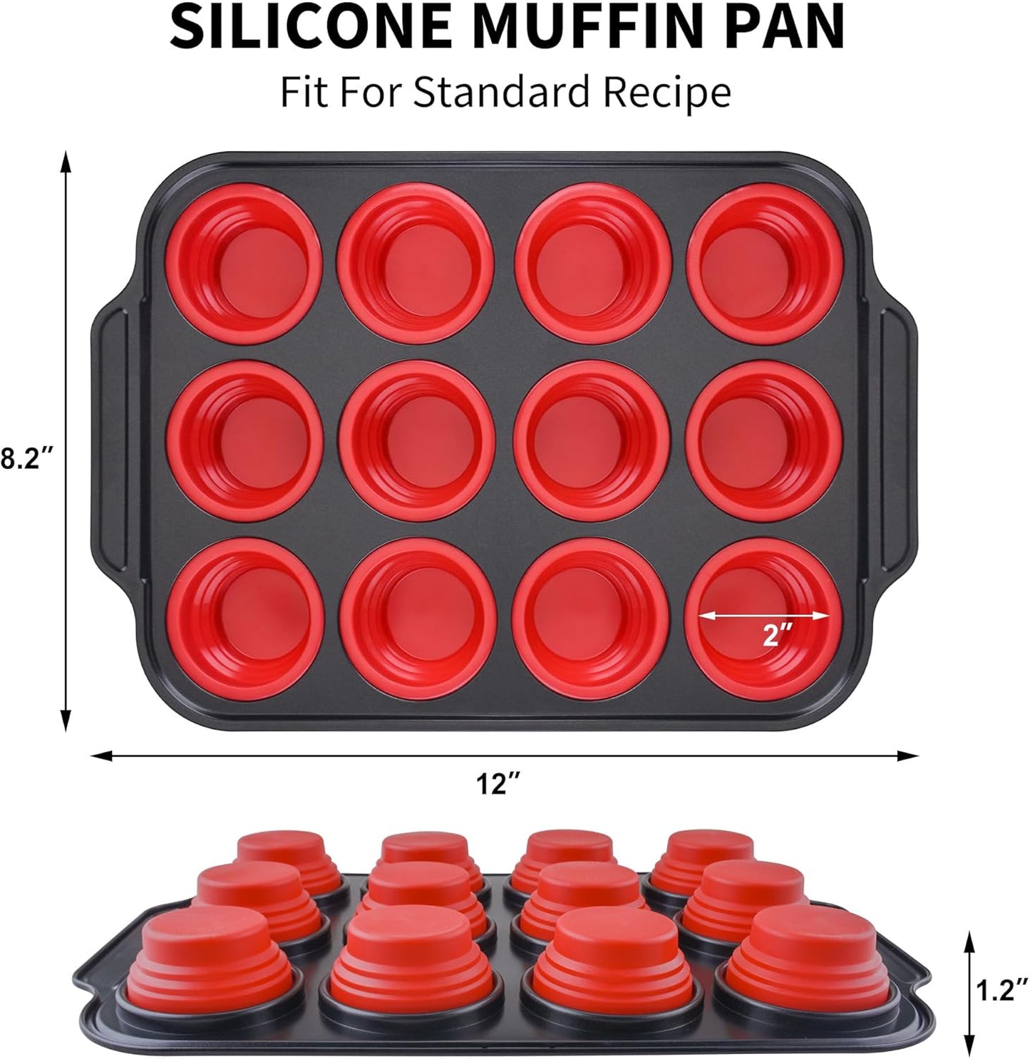 Silicone Muffin Pans for Baking with Metal Reinforced Frame, Nonstick Cupcake pans 12 regular size, Muffin Tin Easy to Pop, Silicone Egg Bite Molds for Oven Dishwasher Safe