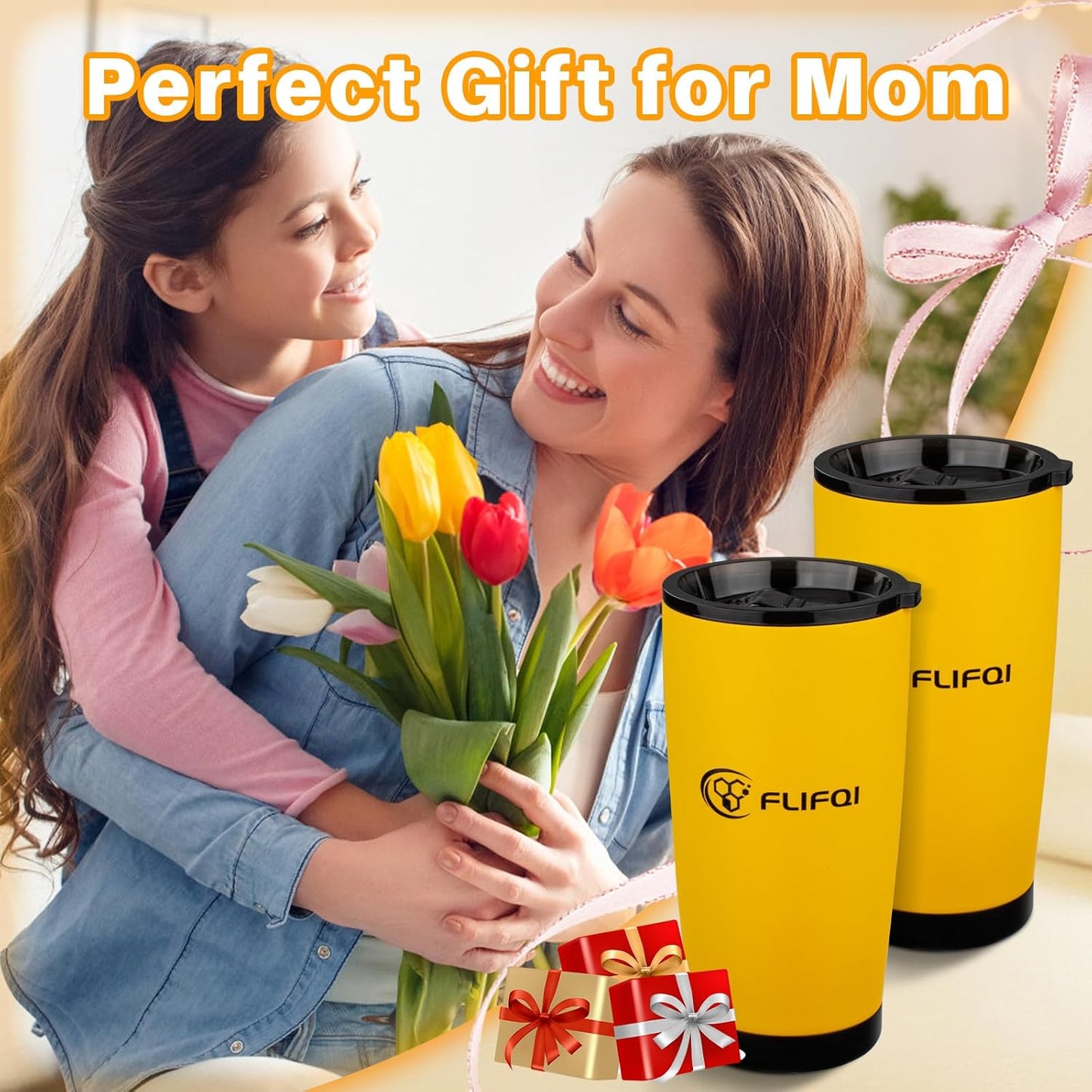 Ideal Gift for Women 20oz Tumbler with Lid & Straw Double Wall Vacuum Insulated Travel Coffee Mug Stainless Steel Tumbler Thank You Gift Birthday & Friendship Present for Mom Friends Sister Coworkers