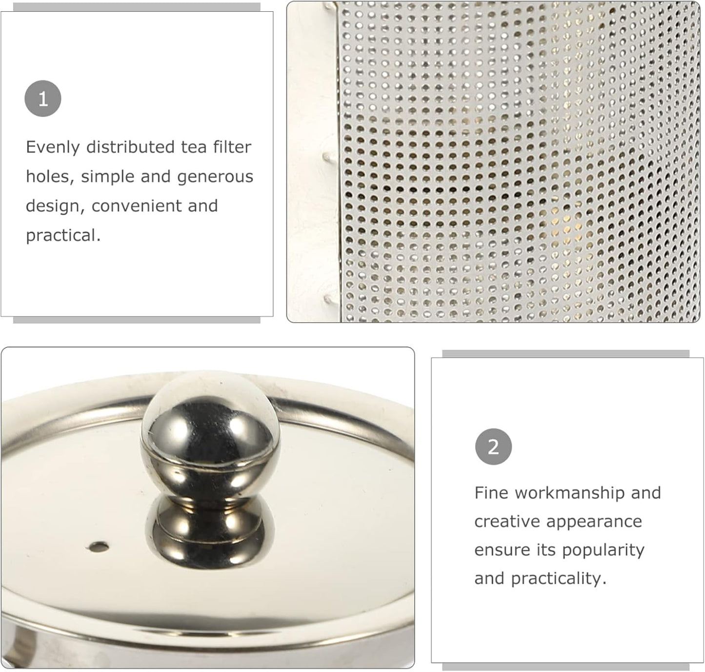 Hemoton Tea Strainer Insert with Lids Stainless Steel Tea Infuser Tea Filters Metal Teapot Replacement Mesh Strainer Tea Pot Accessories (Silver )