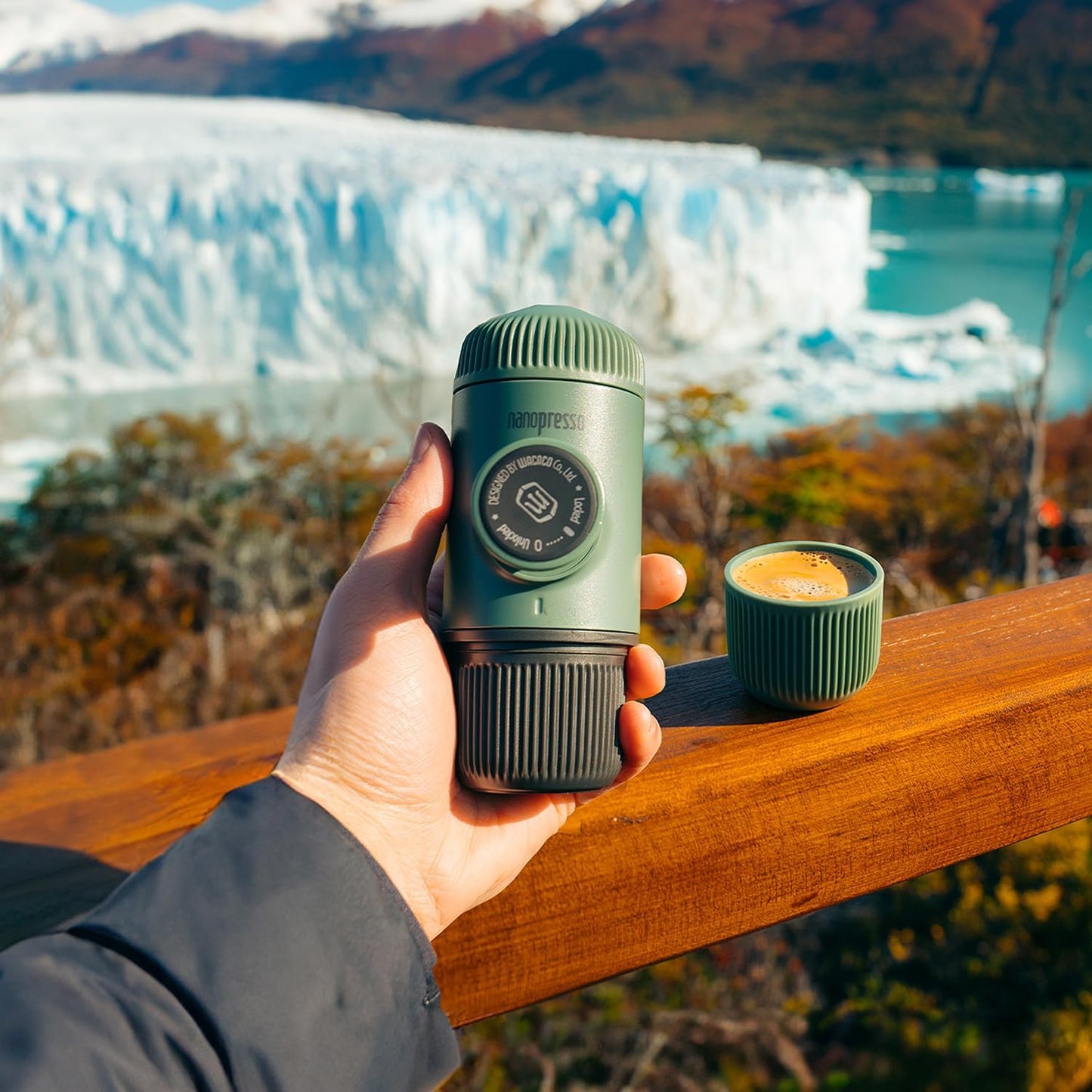 WACACO Nanopresso Portable Espresso Maker Bundled with Protective Case, Upgrade Version of Minipresso, Mini Travel Coffee Machine, Perfect for Camping, Travel and Office (Elements Moss Green)