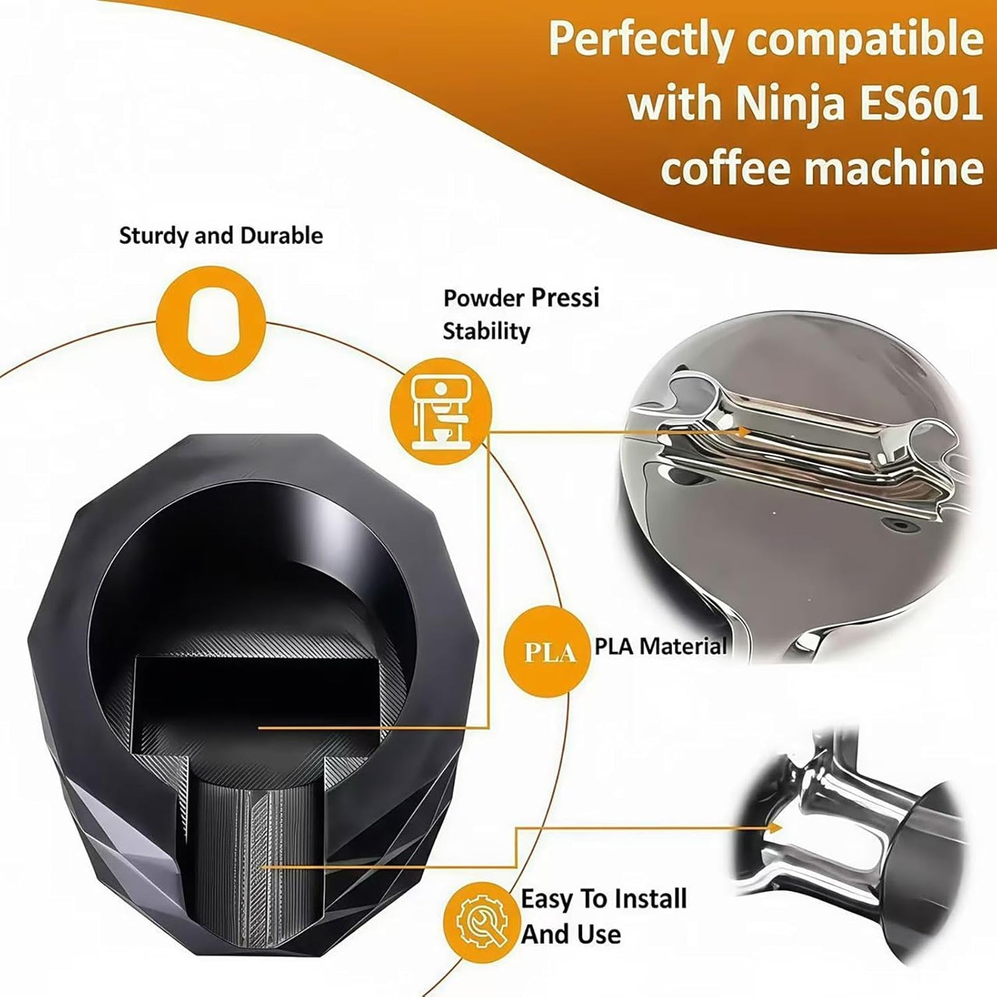 Coffee Tamper Base Compatible with Ninja Espresso Machine ES601/ES701, Anti-Slip Silicone Portafilter Support Stand for Ninja Luxe Cafe Accessories, Stable Tamping Base for Home Baristas
