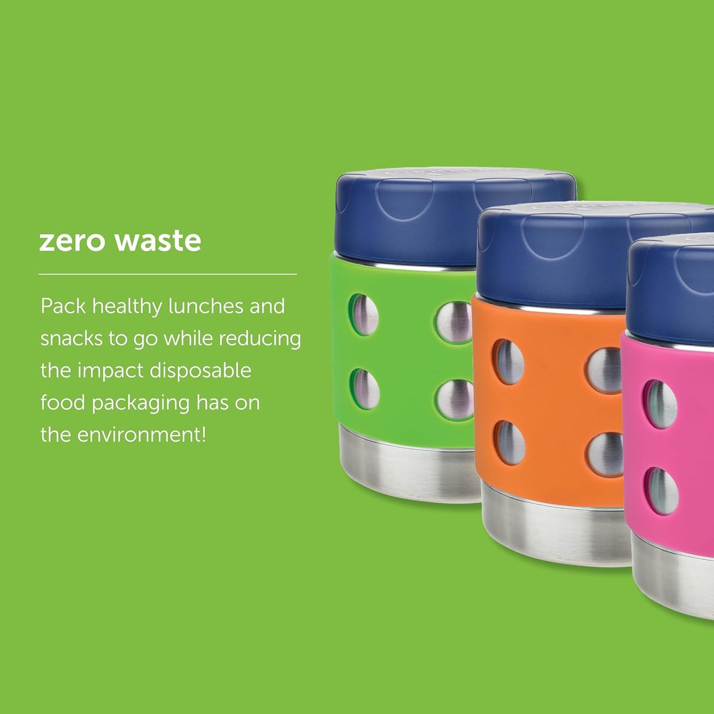 LunchBots Thermal 8 oz Triple Insulated Thermos - Hot 6 Hours or Cold 12 Hours - Leak Proof Thermos Soup Jar - All Stainless Interior - Navy Lid - Orange Dots