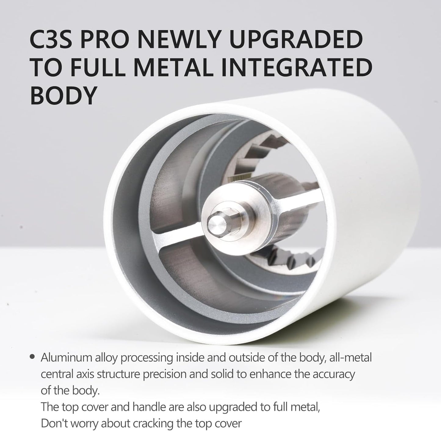 TIMEMORE Chestnut C3S Pro Manual Coffee Grinder, Stainless Steel S2C Conical Burr Coffee Grinder, Hand Coffee Grinder with Foldable Handle, Adjustable Grind Setting for Travel/Camping/Home, White