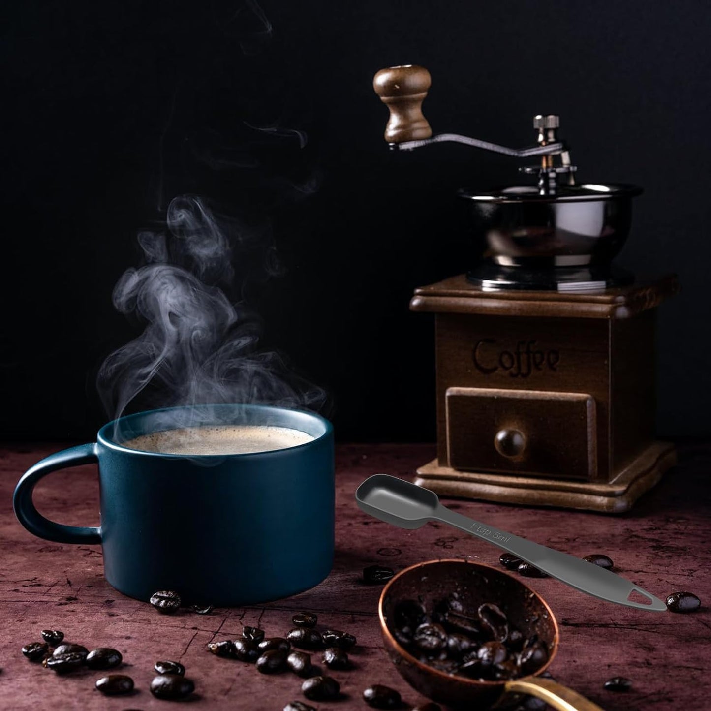 2 Pcs 1/8 Teaspoon (0.63 mL | 1/8 Tsp | 0.63 cc | 1/64 oz) Stainless Steel Single Measuring Spoon, Long Handle Metal Measuring Spoon, Kitchen Gadgets for Cooking & Baking(Black)