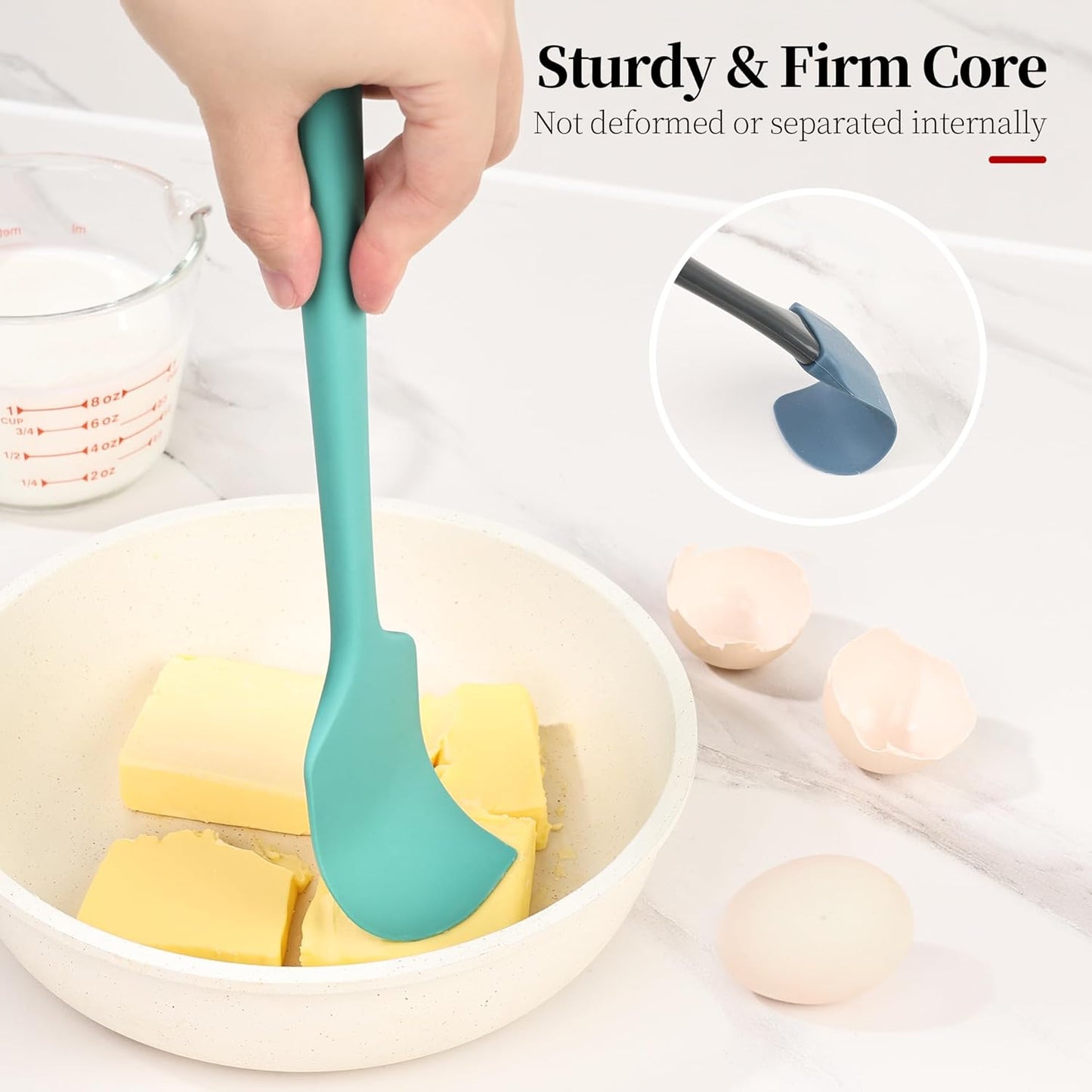 600ºF Heat Resistant Spatulas, High Heat Food Safe Semless Kitchen Silicone Scraper Set for Cooking Baking Mixing Scraping Stirring Nonstick Cookware Pan Bowl (3Pcs,Turquoise)