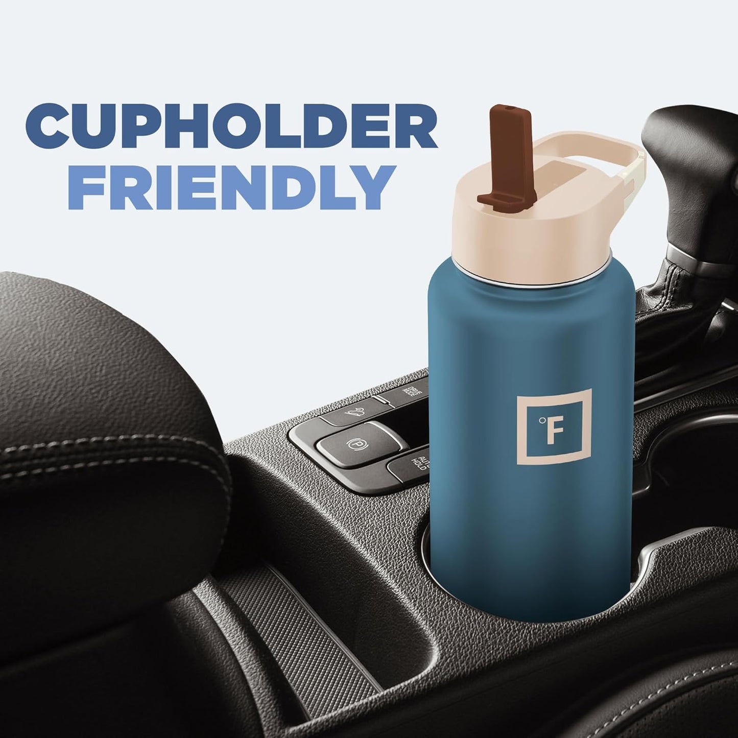 IRON °FLASK Camping & Hiking Hydration Flask with Straw Lid & Boot - Stainless Steel, Double Walled & Vacuum Insulated Water Bottle - Leak Proof & BPA Free (Cream & Berries, Straw - 22 oz)