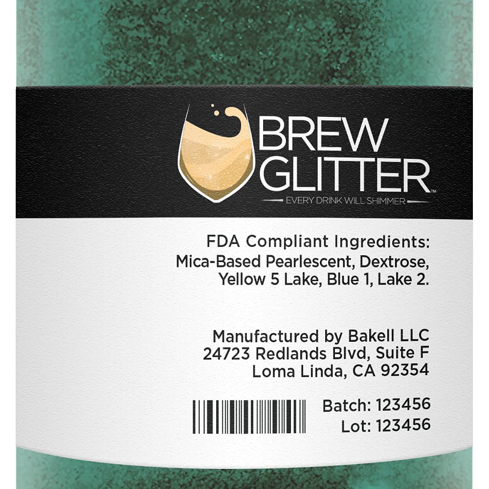 Dark Green BREW GLITTER Edible Glitter For Drinks, Cocktails, Beer, Garnish Glitter & Beverages | KOSHER & HALAL Certified | 100% Edible & Food Grade | Vegan, Gluten, Nut Free (50g, Dark Green)