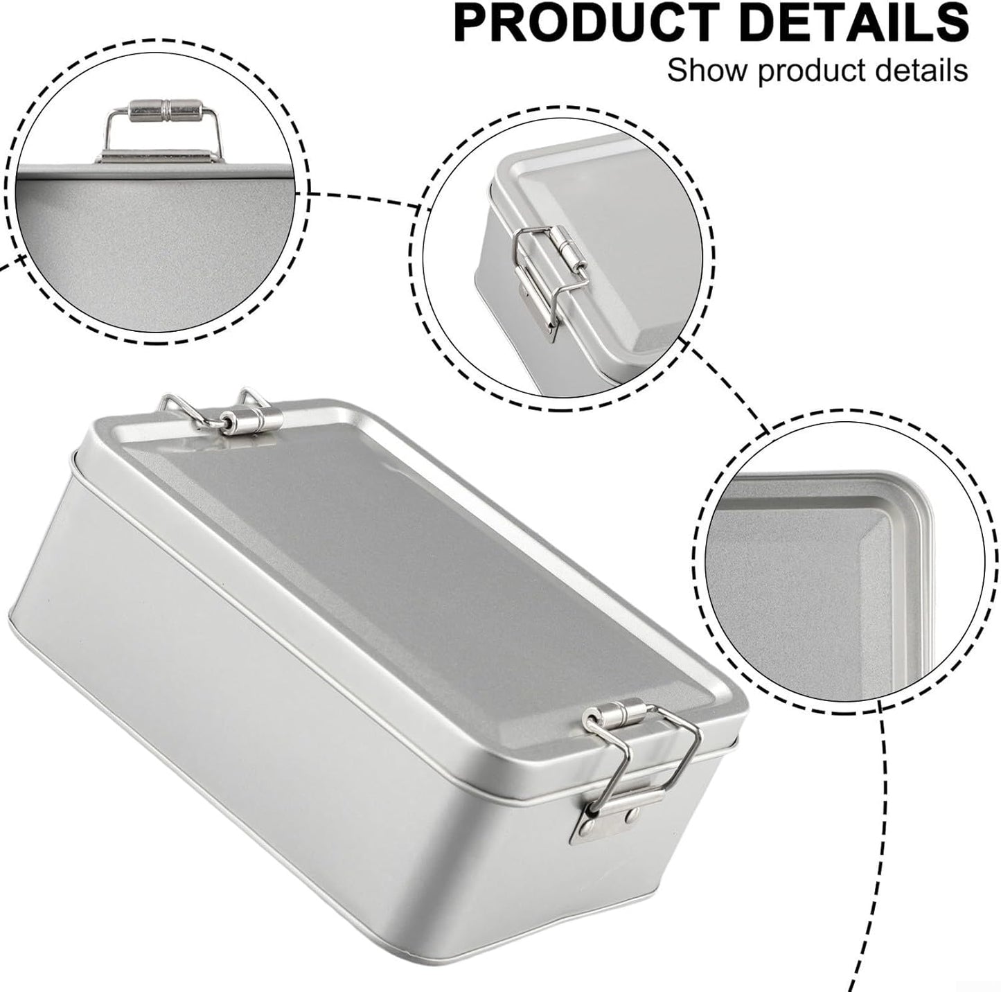 Metal Tin Box, Tinplate Metal Storage Tins Tea Container Rectangular Cookie Box With Lids For Storaging Cookies Snowflake Pastries Tea(M)