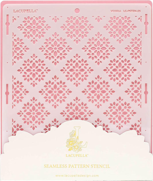 Cake Baking Stencil - Seamless Delicate Pattern for Decorating Tall Double Barrel Cake to Use with Buttercream, Royal Icing, Ganache, Paint, Airbrush (VORRA)