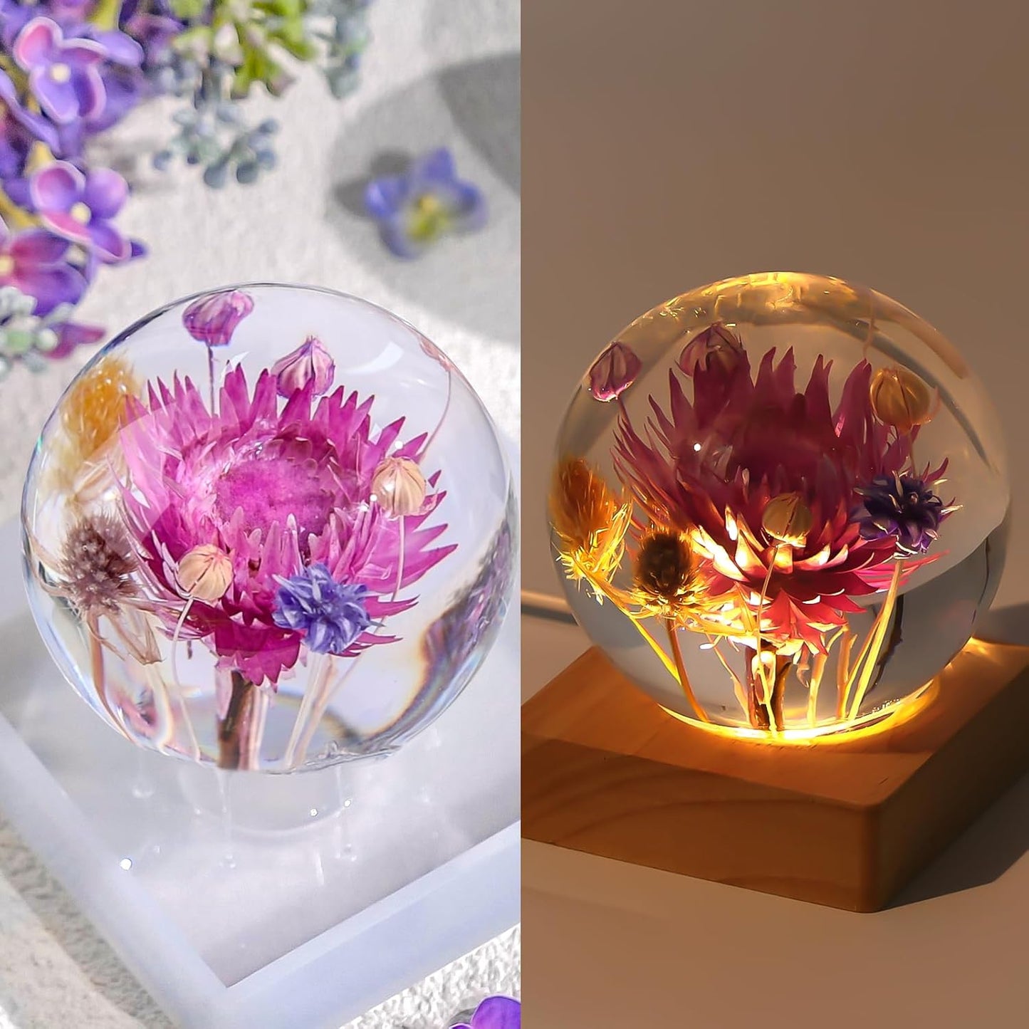 LET'S RESIN 9 Pcs Sphere Silicone Molds for Resin, Upgraded Seamless 3D Sphere Resin Molds Silicone,Large Round Ball Epoxy Resin Molds for Flowers Preservation,Resin Casting, Soap, Candle