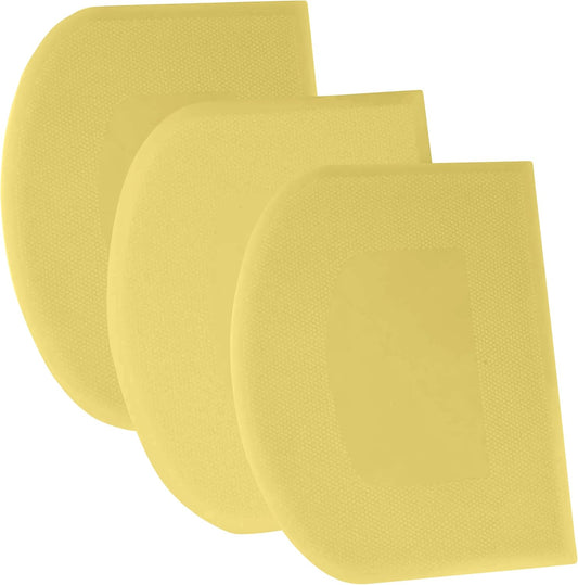 SURDOCA Dough Scraper Bench Scraper - 3P 5.9x4.3" Plastic Flexible Bowl Scraper, Sharp Edge & Angles Cake Scraper. Non-Slip Bakeware Decorating Tools Sculpting & Modeling Tools - Pure Yellow