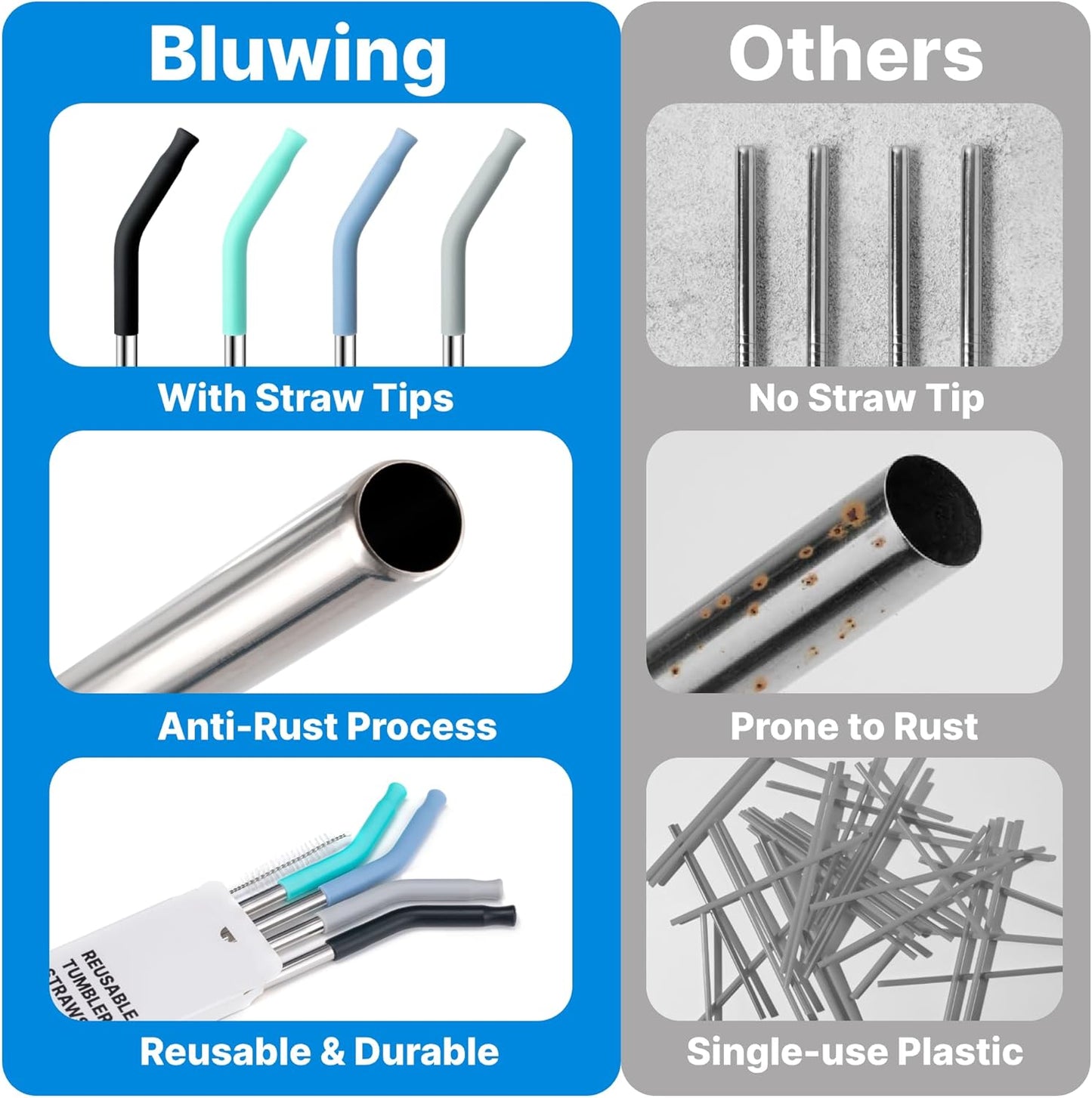 Metal Straws with Silicone Tip for 42 oz YETI Tumbler, 4 Pcs Reusable Stainless Steel Straws for 42 oz YETI, 30oz Stanley Cup(Color 2)