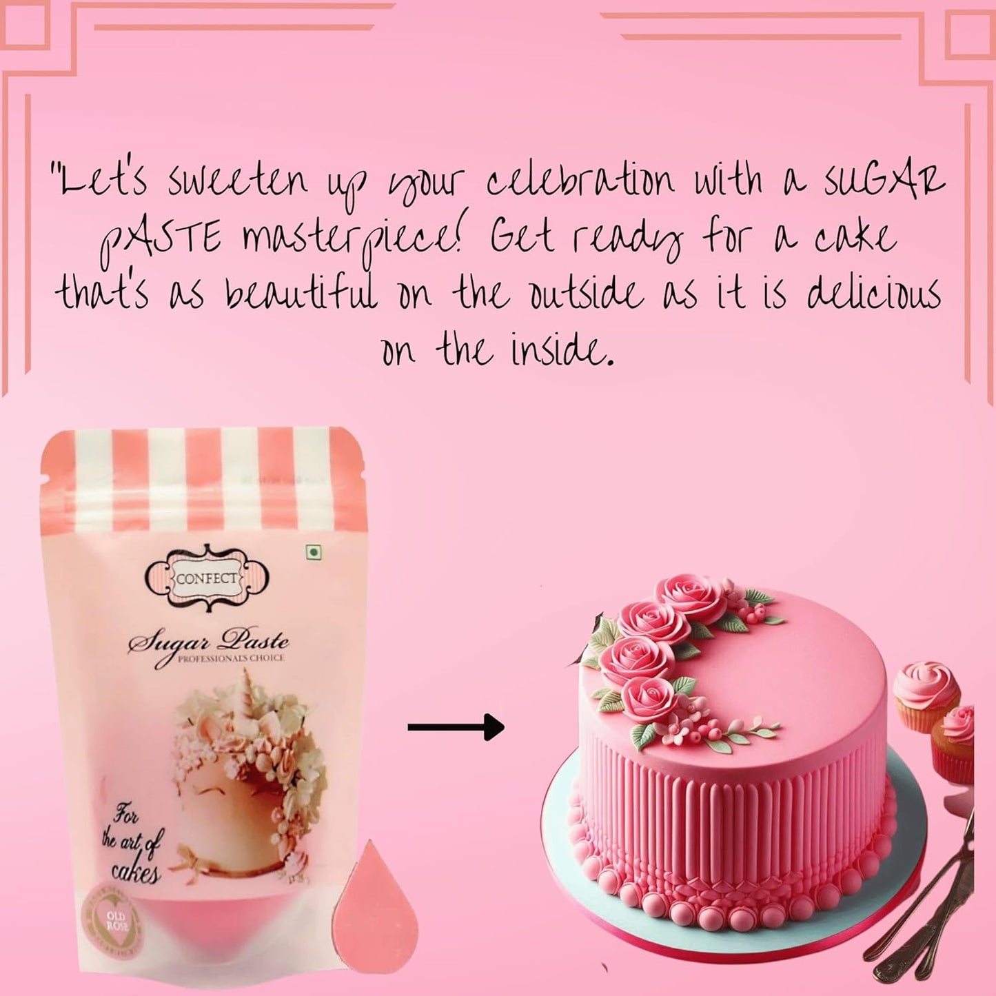 Confect Old Rose Pink Fondant for Cake Decorating Fondant, Smooth & Pliable Icing for Cakes, Cupcakes & Sugarcraft | Vegan, Gluten-Free, Nut-Free, Palm Oil-Free – 8.8 Oz