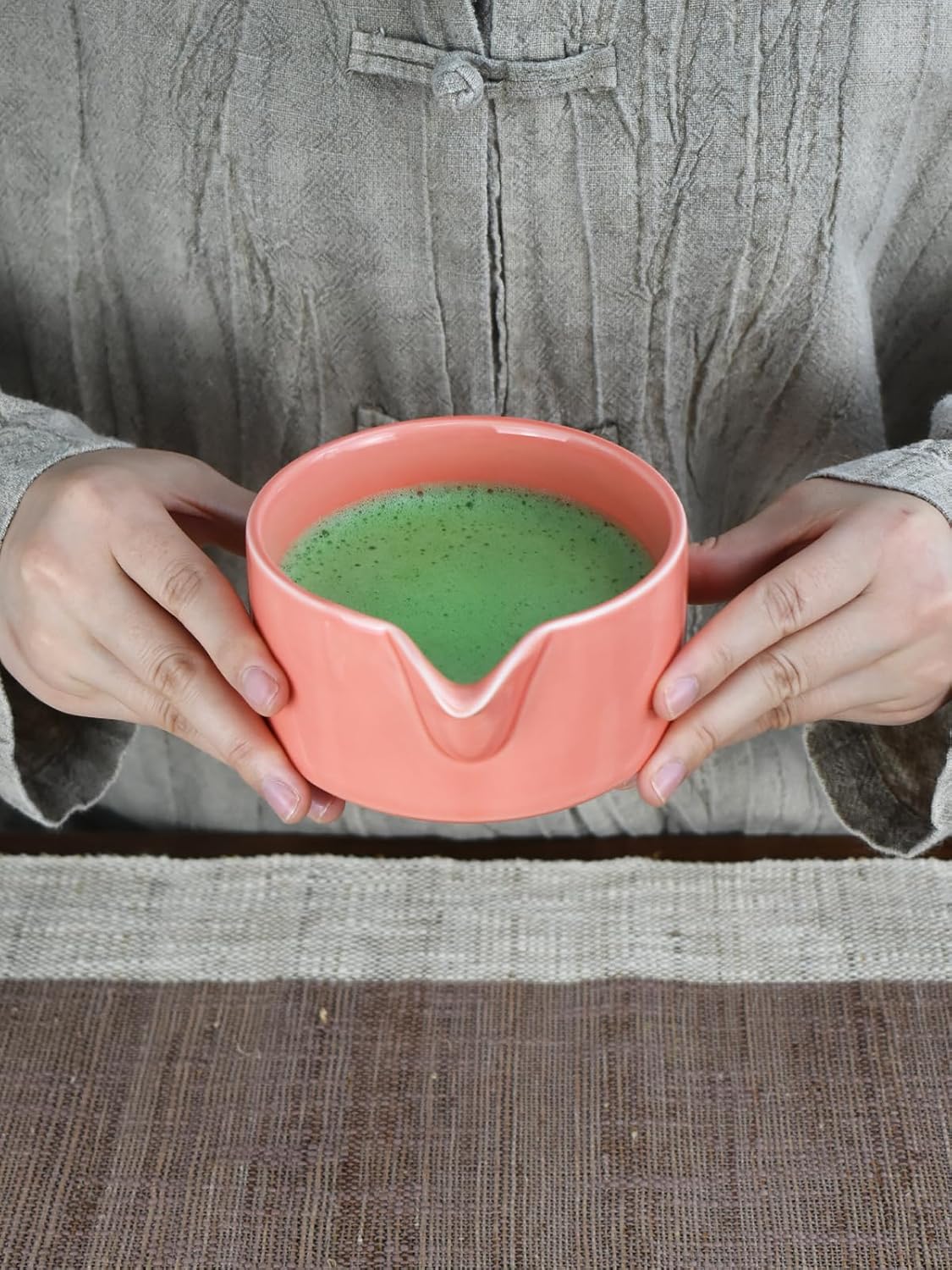 Artcome Premium Matcha Tool Set – Includes Matcha Bowl with Pouring Spout, Whisk, Whisk Holder, Tea Scoop & Matcha Manual - Pink