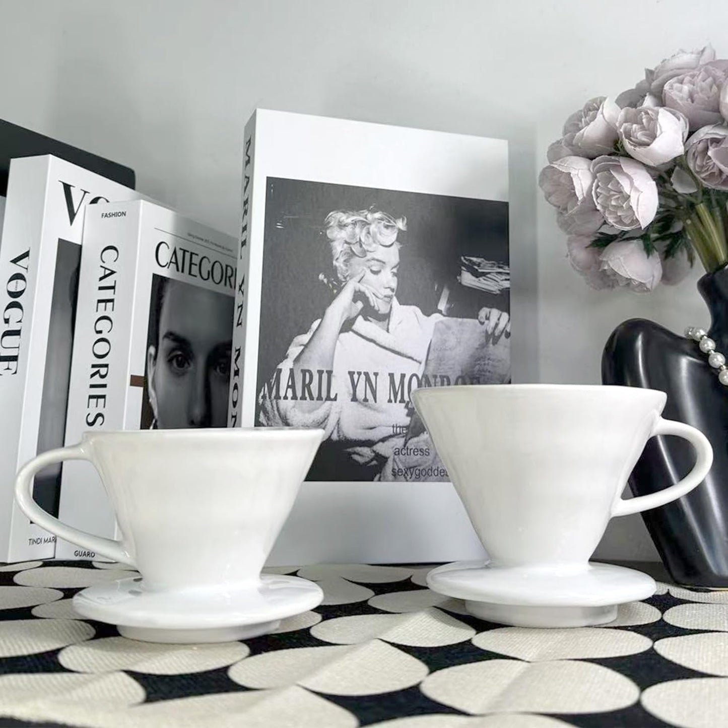 Pour Over Coffee Maker, Single Cup Coffee Dripper, Manual Porcelain Slow Brewing Accessories for Travel, Camping, Office, Home, Cafe, Coffee Gifts (White, Large,2-4Cups)