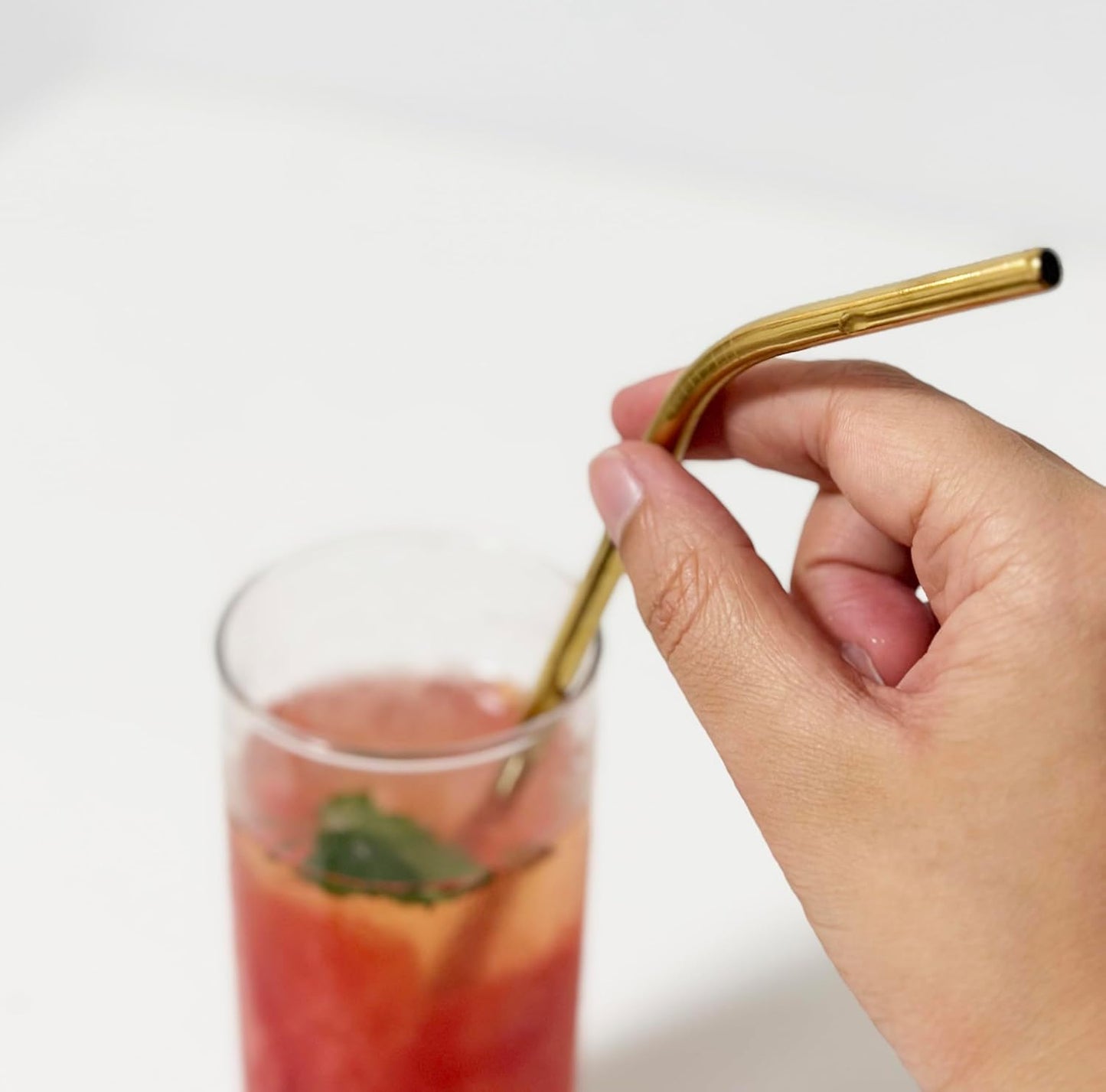 10 Pcs Stainless Steel Straws, Reusable Drinking Straws, 5 Straight + 5 Bent Metal Straws Set With 2 Pcs Cleaning Brushes (Gold, 8.5 Inch)