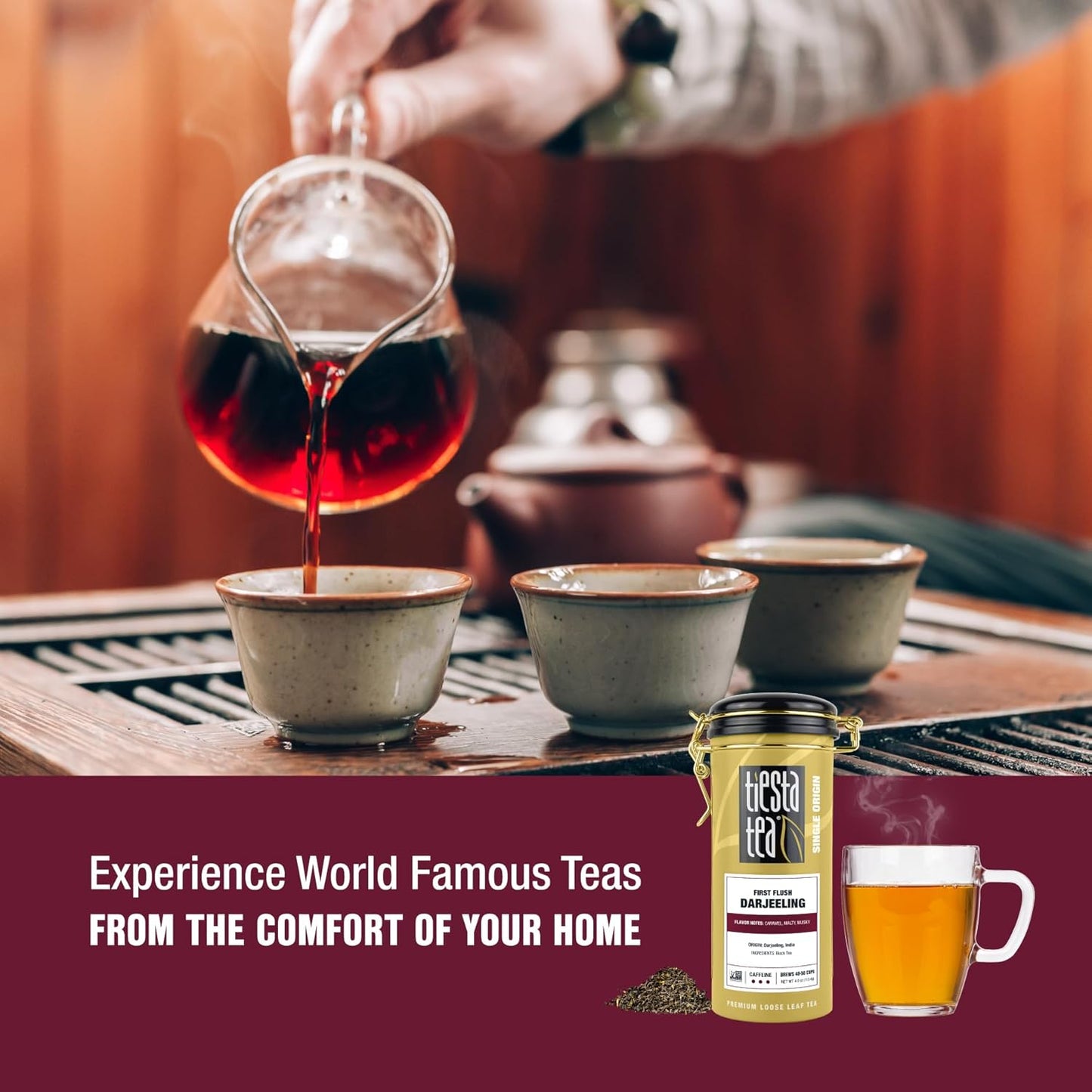 Tiesta Tea - First Flush Darjeeling Black Tea, Loose Leaf, Single Origin Premium Black Tea from India, Pure High-Caffeinated Blend, Makes Hot or Iced & Up to 50 Cups, 4oz Refillable Tin