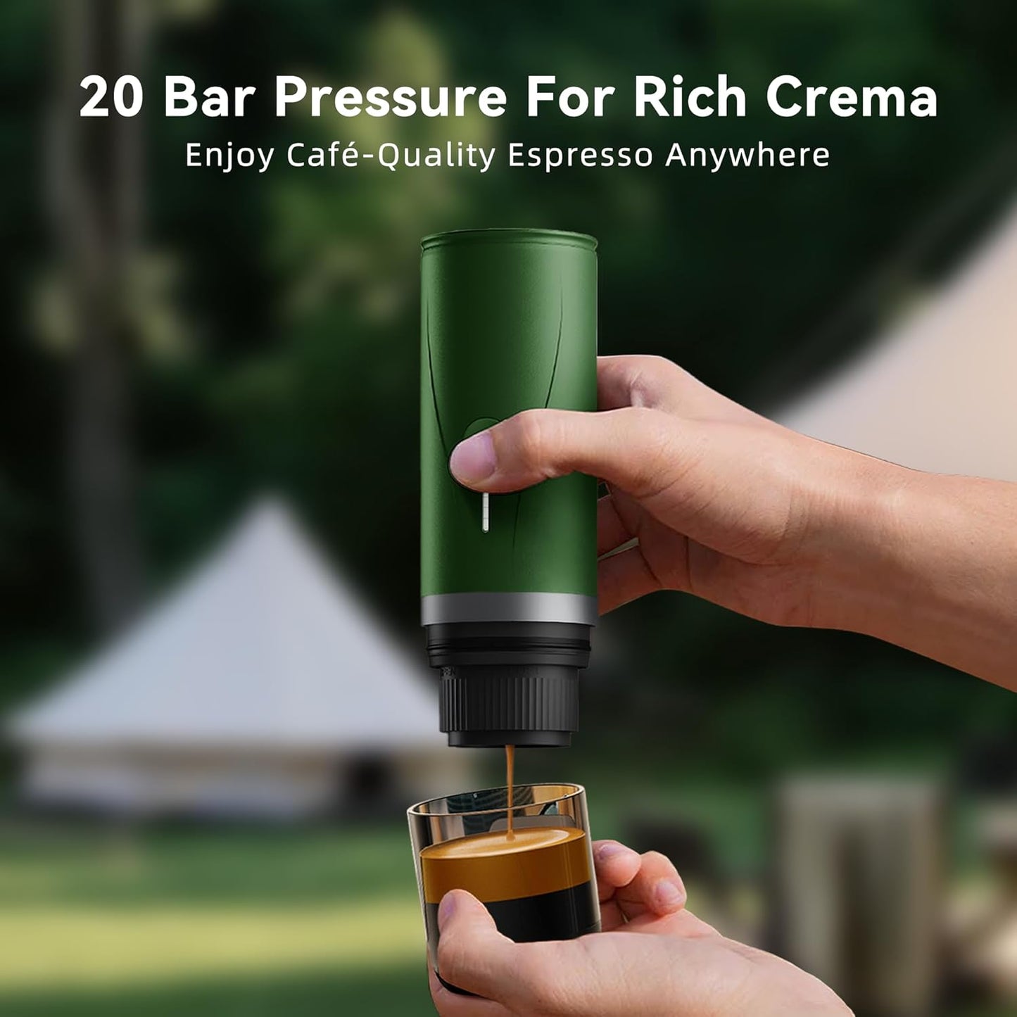 Portable Espresso Maker,Self-Heating Electric Mini Coffee Machine,20 Bar Pressure Compatible with NS Pods & Fine Grind for Travel, Camping, Hiking(Cream)