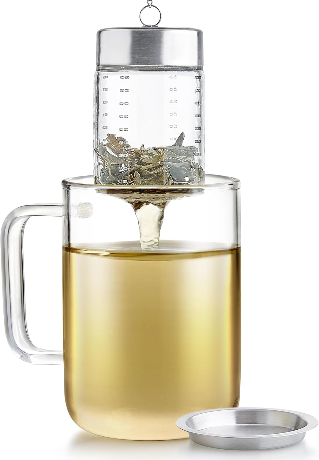 Teabloom Elegant Borosilicate Glass Loose Tea Infuser – Perfect for Whole-Leaf White, Green, Oolong, Black & Herbal Teas – Lead-Free – Small or Large Size