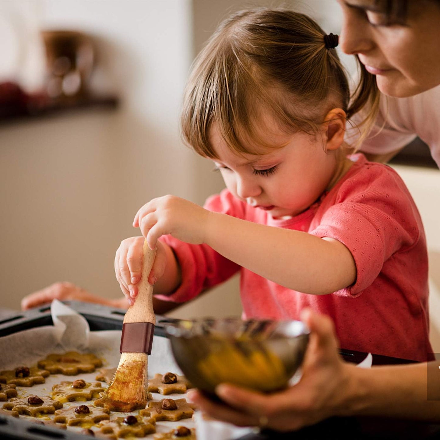 Pastry Brushes for Baking Basting Brush with Boar Bristles and Beech Hardwood Handles Culinary Oil Brush for Barbecue Butter Grill BBQ Sauce Baster Marinade Kitchen Food Cooking Brushes (2 inch)