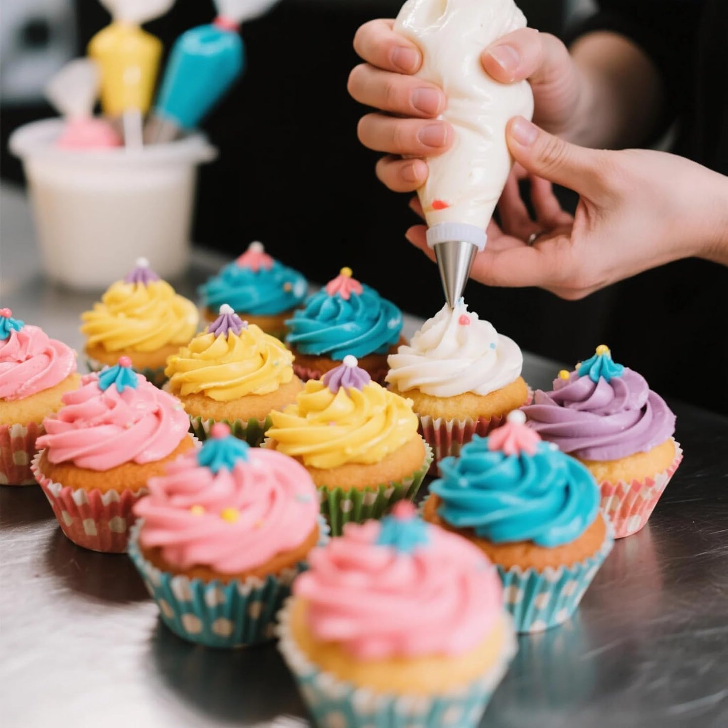 21 Inch Large Piping Bags - HOMIOVE XL Plastic Disposable Pastry Bags Anti Burst Non-Slip Design Cake Decorating Bags for Icing Tips Cake Baking Supplies Tools 100Pack