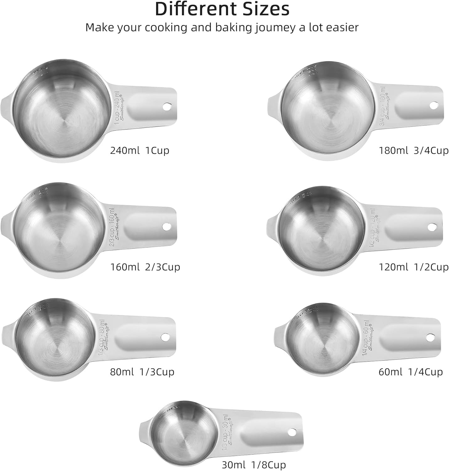 Measuring Cups and Spoons Set, 18/8 Stainless Steel Measuring Cups and Spoons set 17, Metal 7 Metric Measure Cups and 9 Dry Measure Spoons with 1 Leveler for Kitchen & Baking