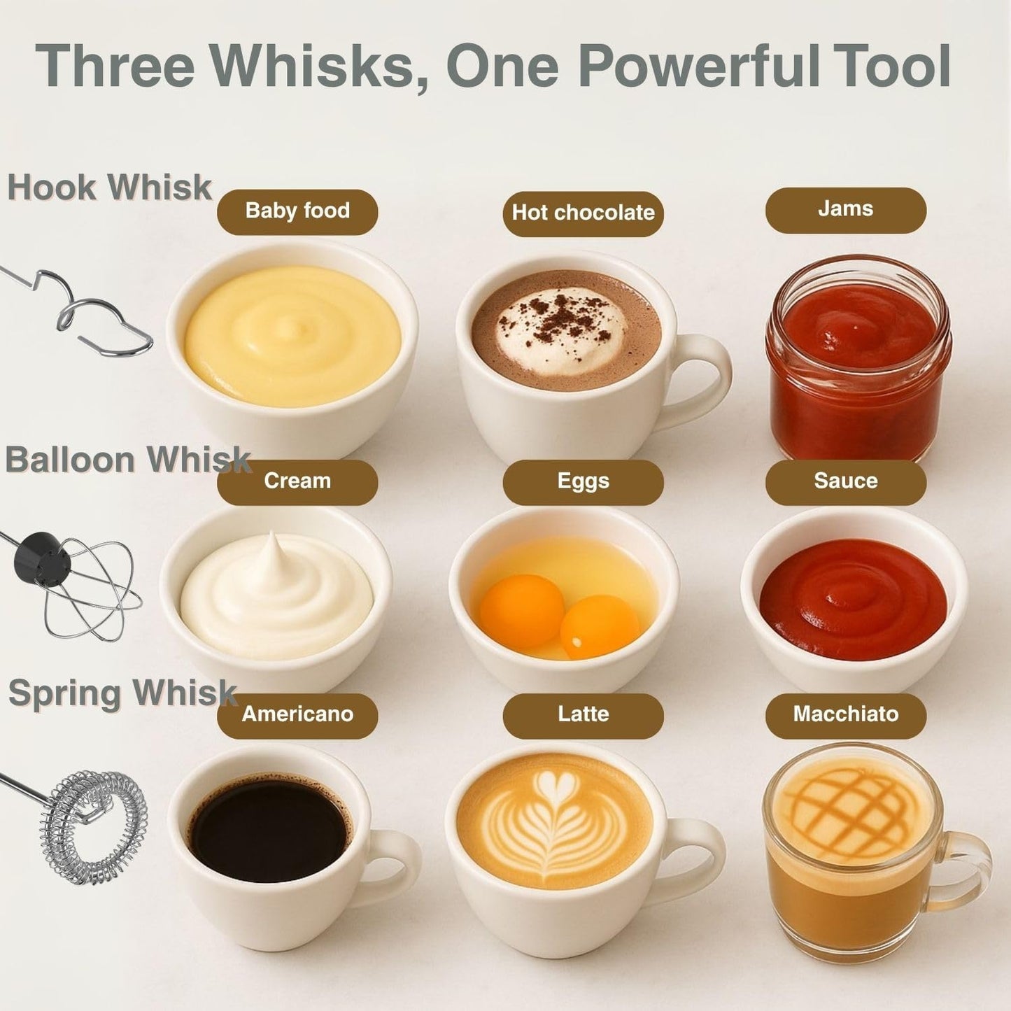 Rechargeable Milk Frother Handheld 3 Speed Coffee Foamer [3 Whisk] Electric Drink Mixer for Latte, Cappuccino, Coffee, Eggs, Hot Chocolate, Mint