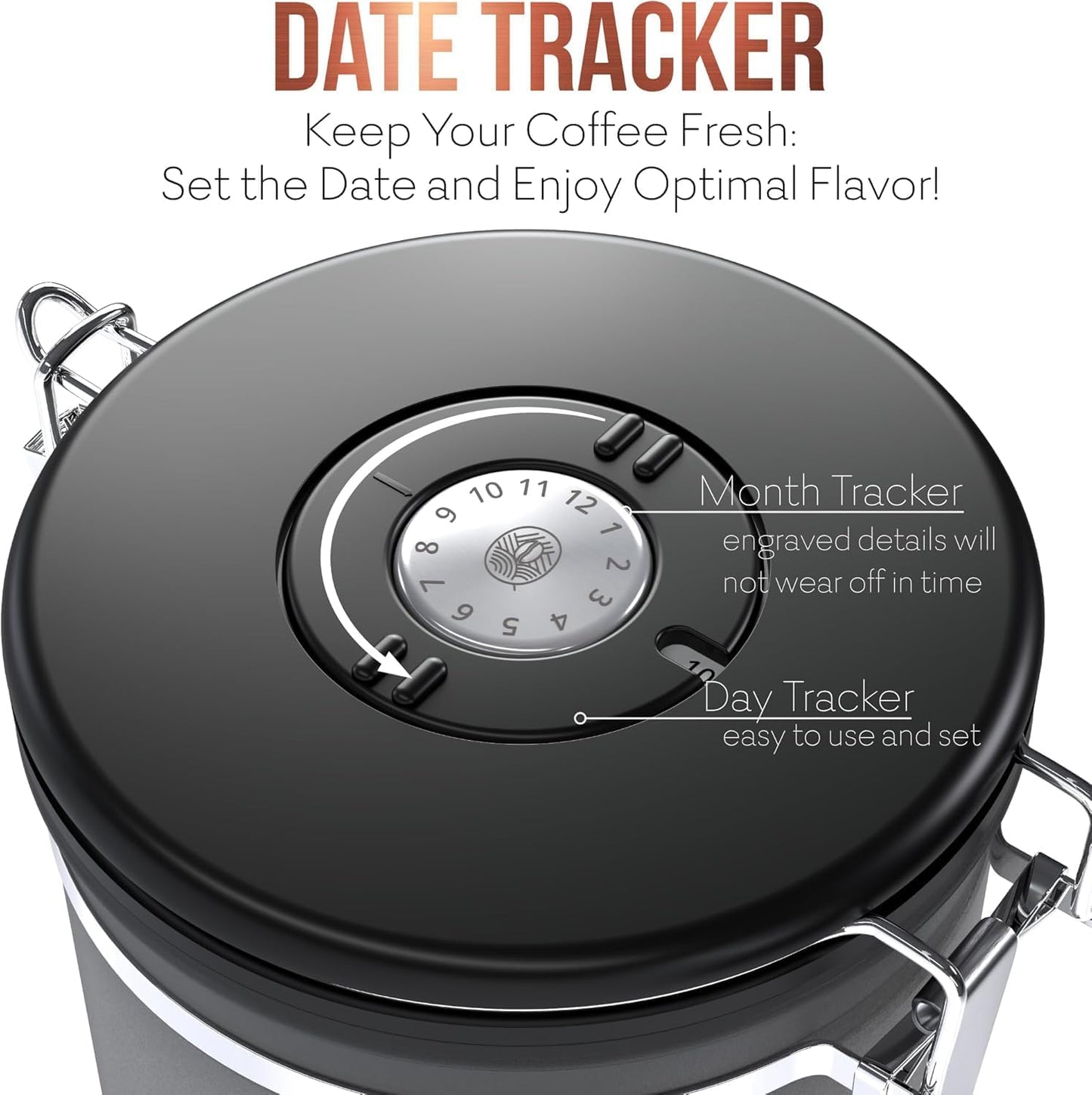 Coffee Canister – Airtight Stainless Steel Storage Container with Date Tracker & Scoop, Sealed Jar for Grounds, Beans, Tea, Flour, Cereal, and Sugar (Gray Home, 22OZ)