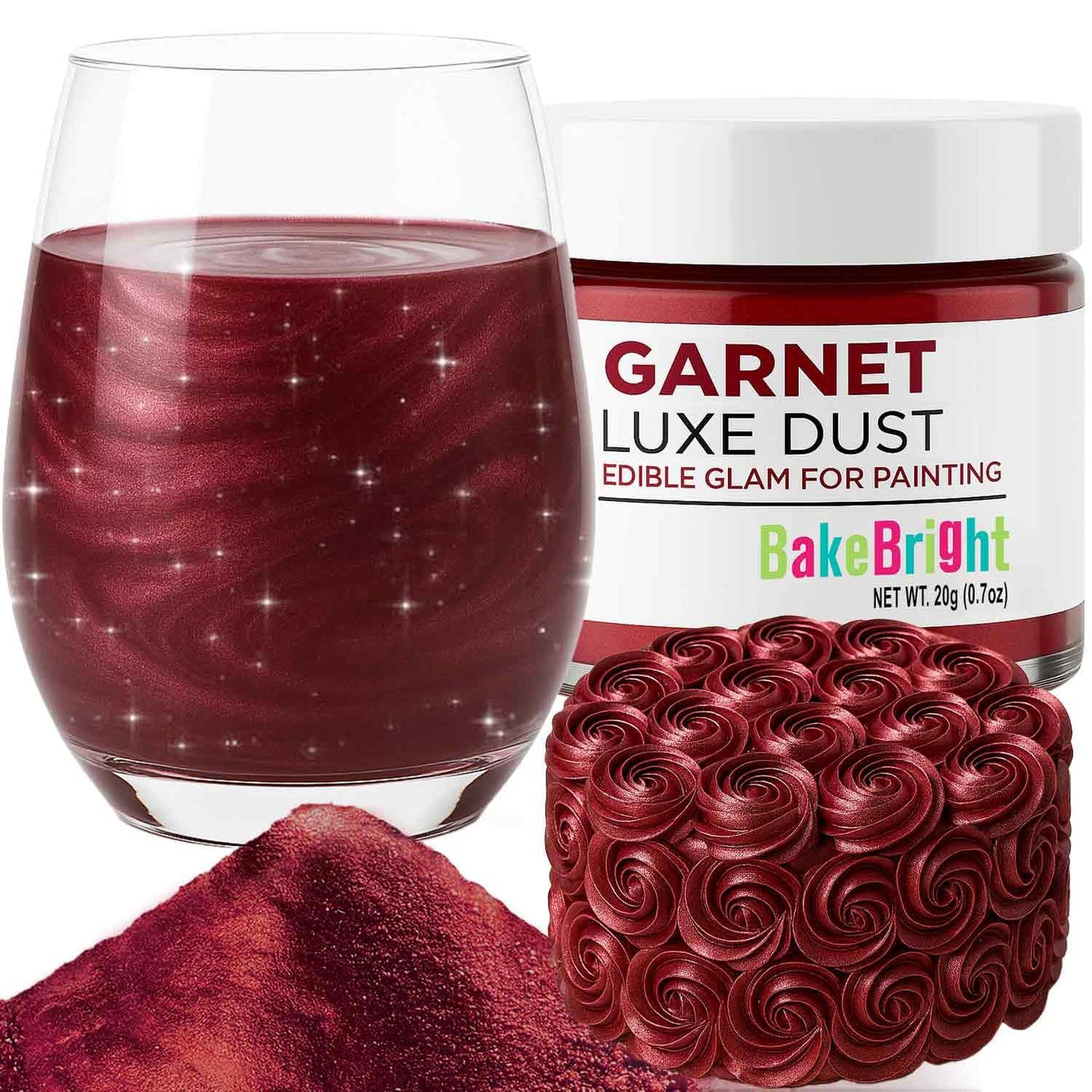 Bulk (20g) Red Luster Dust Edible Glitter for Cocktails | Premium Edible Maroon Red Luster Dust for Drinks Cake Decorations - Red Edible Glitter for Drinks Cupcakes Cookies Cakes Food Paint
