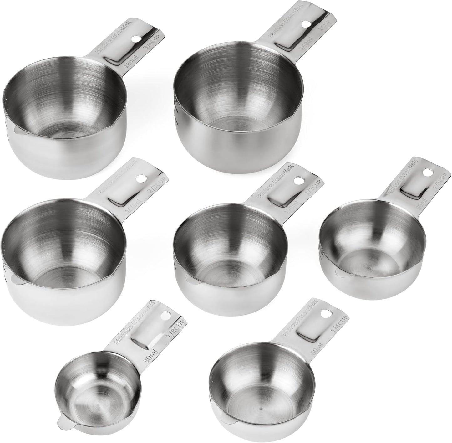Hudson Essentials Stainless Steel Measuring Cups Set - Stackable Set with Spout
