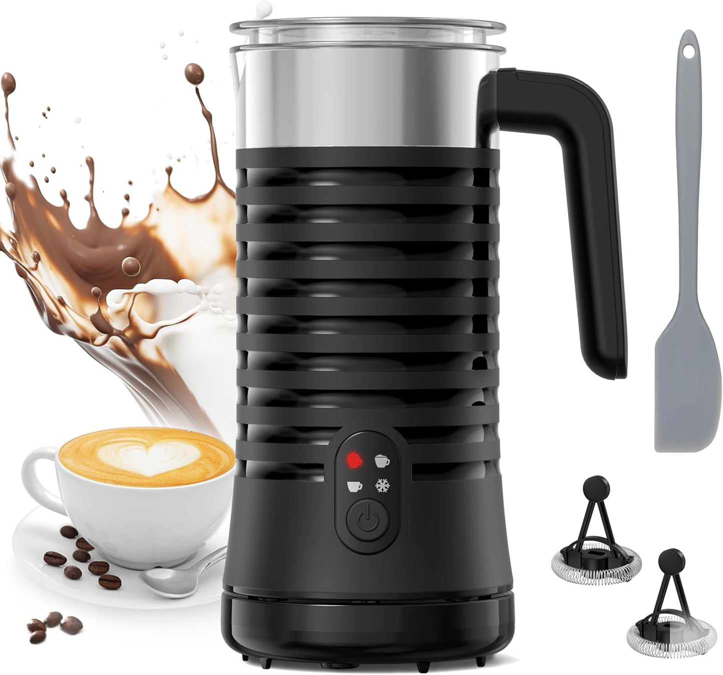 Milk Frother and Steamer, Airyoyo 4-in-1 Milk Frother, Electric Milk Frother Hot& Cold Foam Temperature Control, Auto Shut-Off Frother for Coffee Latte