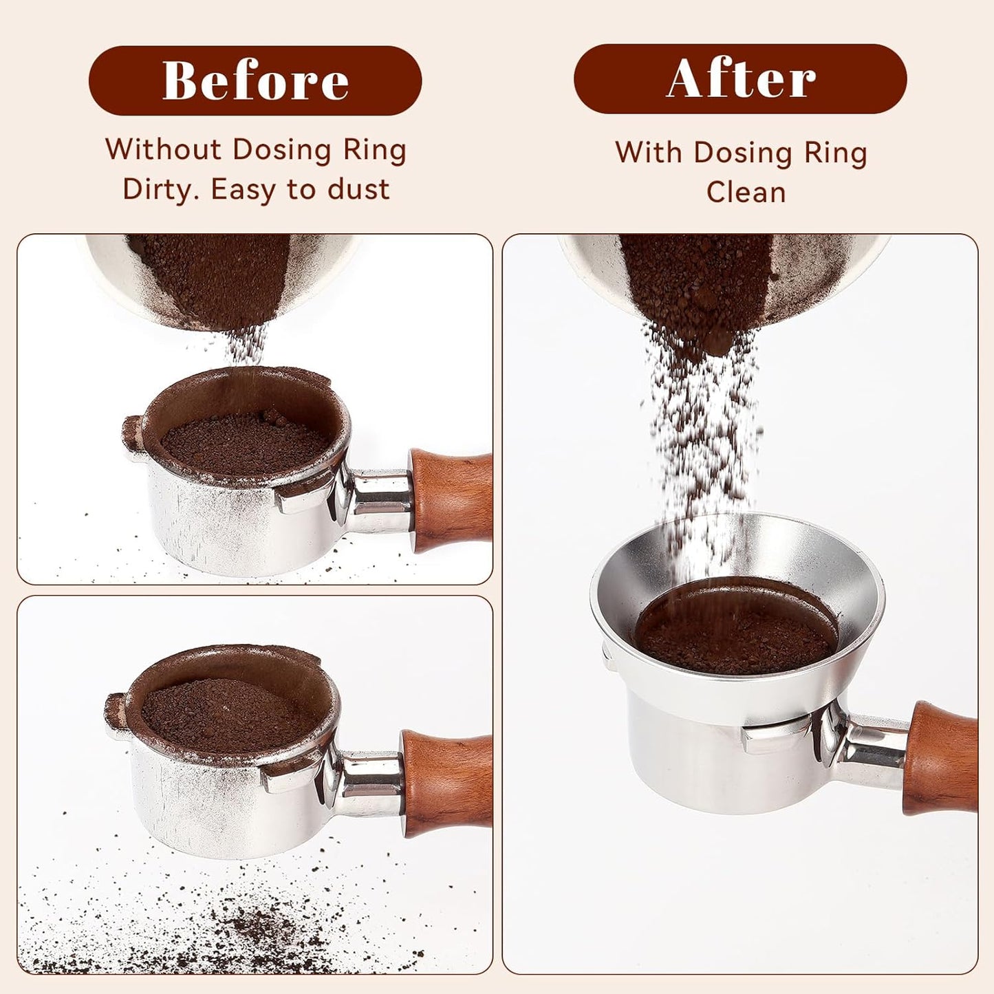 54mm Silver Magnetic Dosing Funnel, Lightweight Coffee Machine Dosing Ring with 9 Magnets, Aluminum Espresso Funnel, Ultra-Strong Adsorption Force