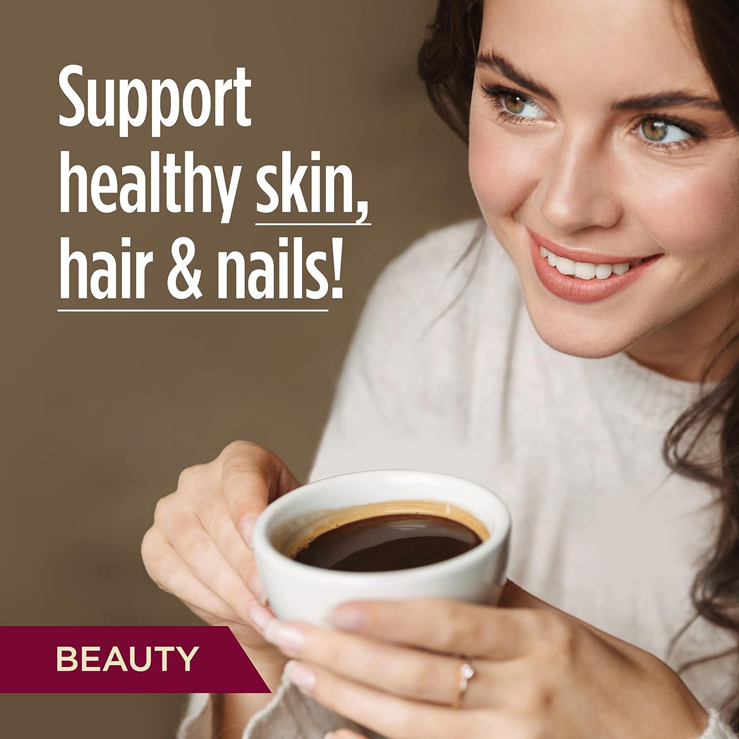 VitaCup Beauty Collagen Coffee Pods for Hair, Skin & Nails, with Biotin & Folate, Medium Dark Roast, Keto Friendly, Recyclable Single Serve Pod Compatible with Keurig K-Cup Brewers,32 Ct