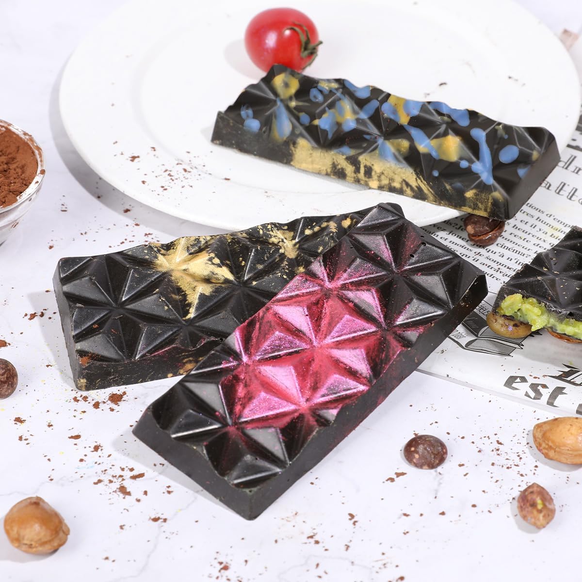 Chocolate Bar Molds Deep Silicone Break-Apart Chocolate Nonstick Protein and Energy Bar Mold Thick Candy Bar Mold Wax Melt Mold 3 Pack