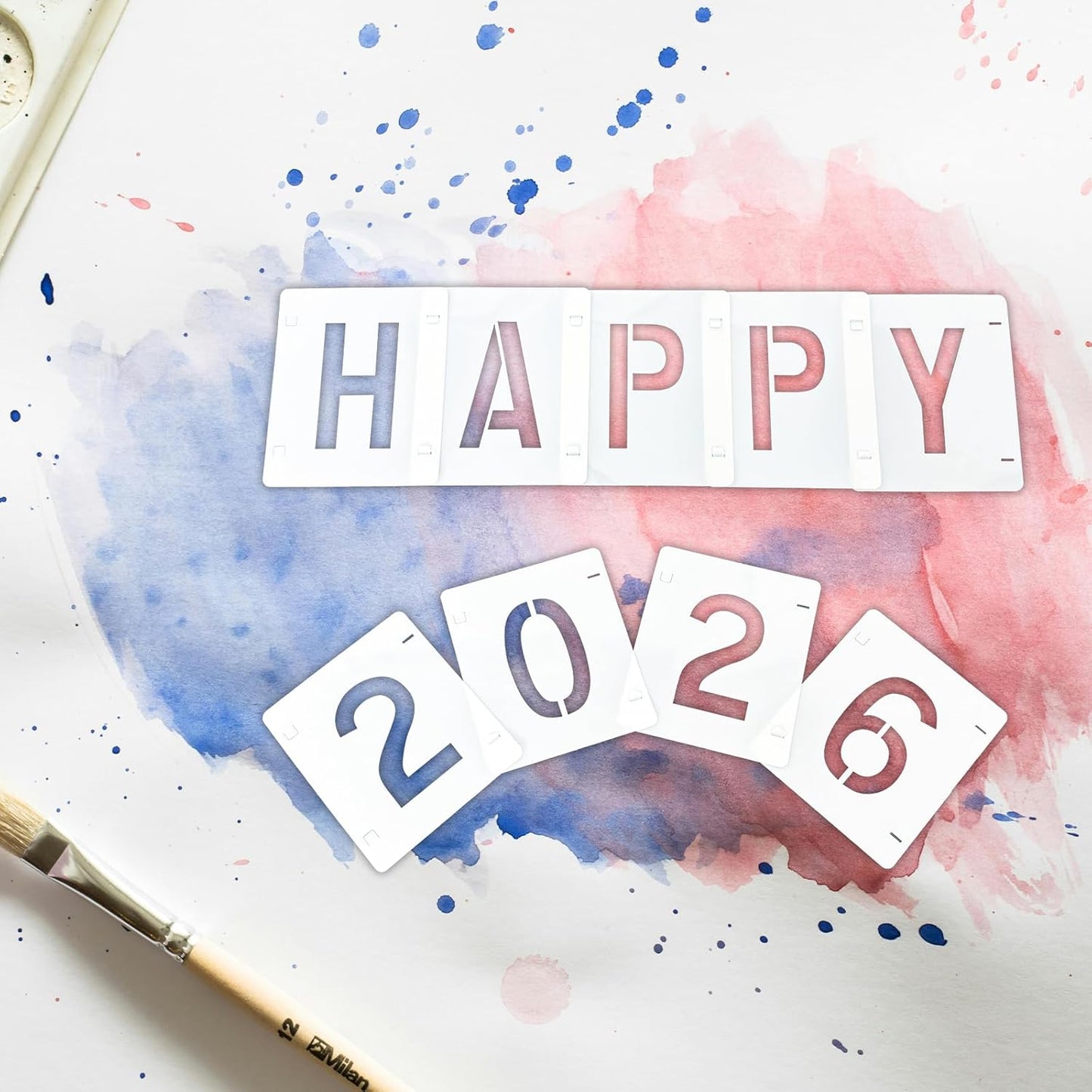 2 Pack - 2 Inch Letter Stencils Set, 72 Reusable Stencils for Painting On Wood, Metal, Walls, Fabric, Rocks with Interlocking, Perfect for Banners, Sign Making & DIY Art (2 inch)