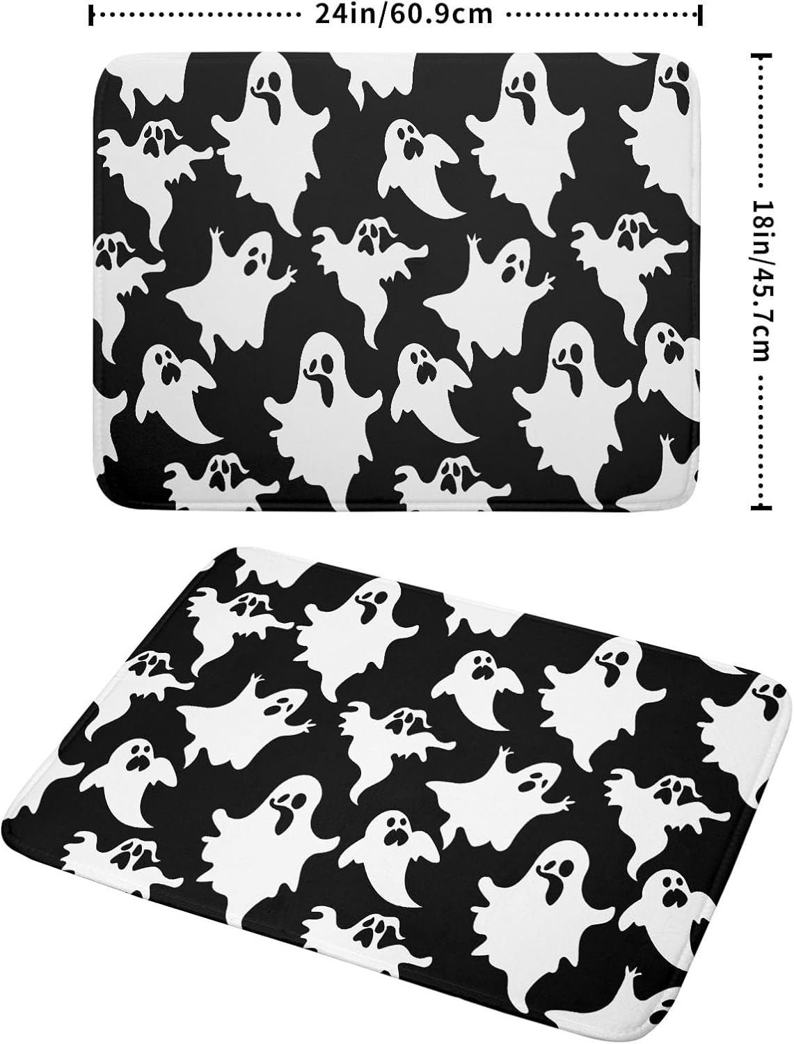 Halloween Bat Ghosts Dish Drying Mat for Kitchen Counter,Halloween Spooky Ghost Black and White Drying Mat 18 x 24 Inch Microfiber Dish Drying Pad Dish Rack Pad Drainer Mat for Coffee Bar