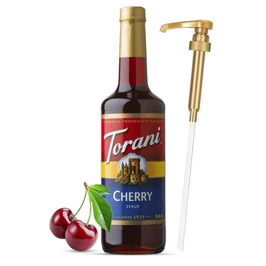 Jimoco Barista Bundle – Jimoco® Syrup Pump + Torani® Cherry Syrup, 25.4 oz