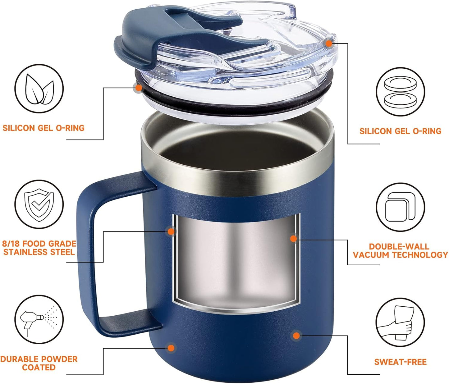 ALOUFEA 12oz Insulated Coffee Mug Cup with Handle, Stainless Steel Travel Coffee Mug with Flip Lid, Double Wall Vacuum Coffee Tumbler,Raspberry Vibes