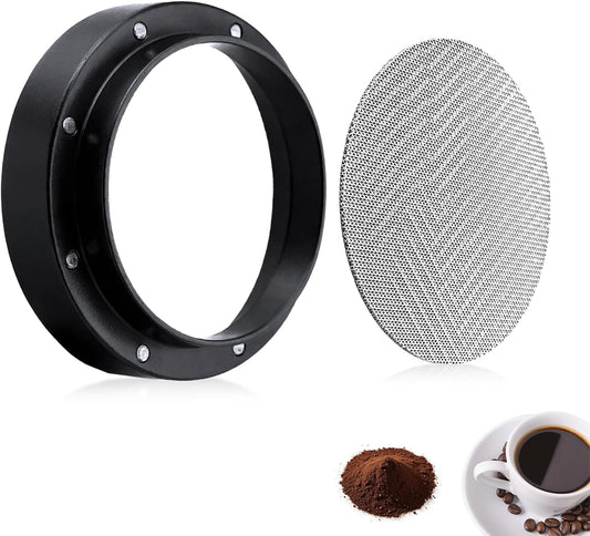 58.5mm Espresso Dosing Funnel and Puck Screen Set, Espresso Coffee Dosing Ring & 1.7mm 316 Stainless Steel Espresso Portafilter for Coffee Portafilter Filter Basket